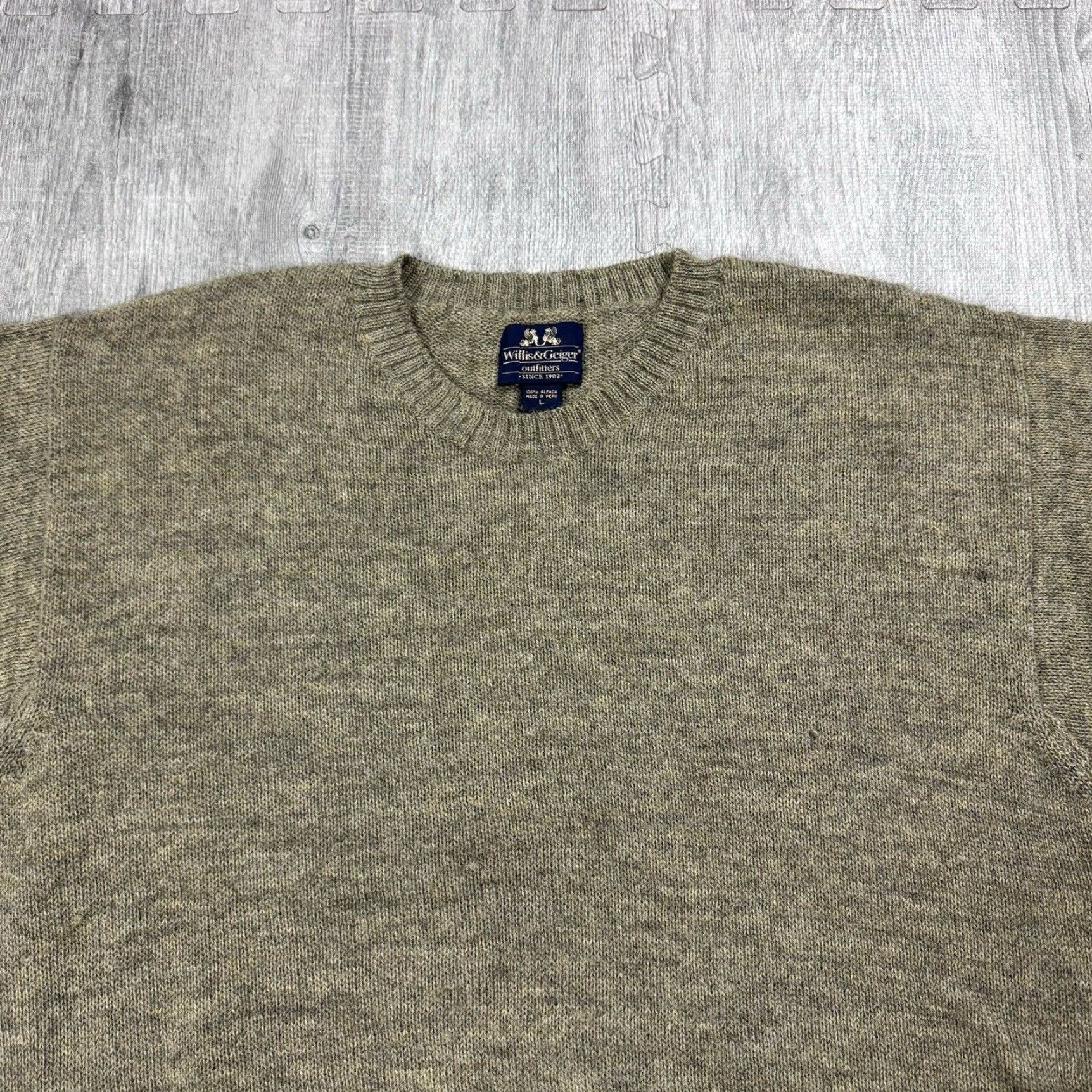 Vintage VINTAGE Willis & Geiger Wool Sweater Men Large Heathered Beige 90s Classic Outdoor Knitted Pullover Size US L / EU 52-54 / 3 - 2 Thumbnail
