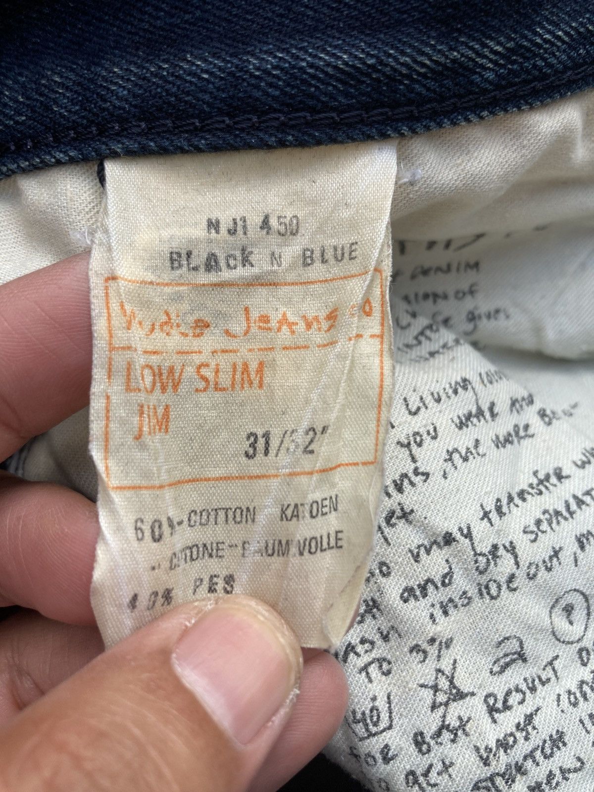 Nudie Jeans Nudie jeans black and blue slim jim distressed Size US 31 - 13 Thumbnail