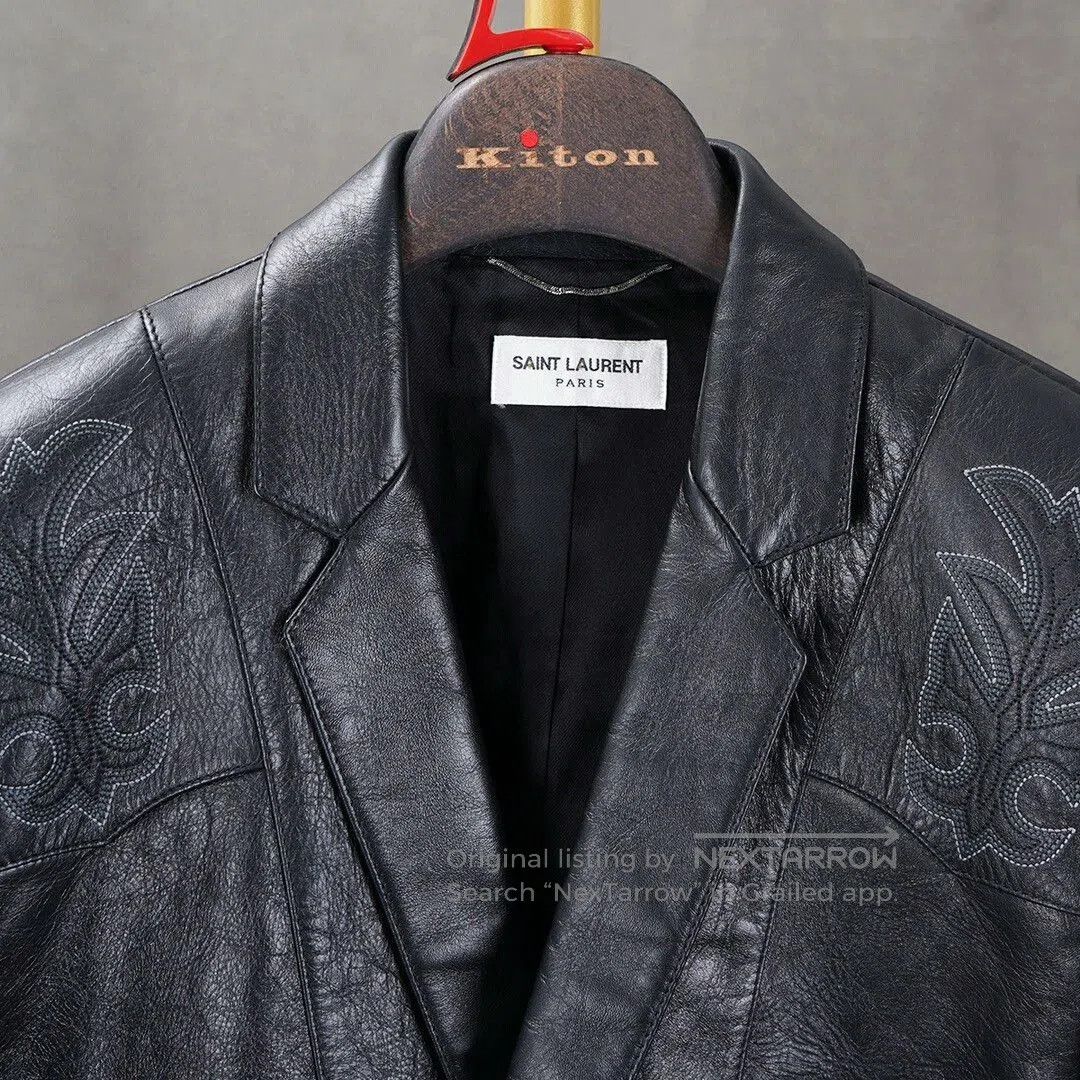 Yves Saint Laurent Saint Laurent Black Leather Blazer Jacket. Size US L / EU 52-54 / 3 - 5 Thumbnail