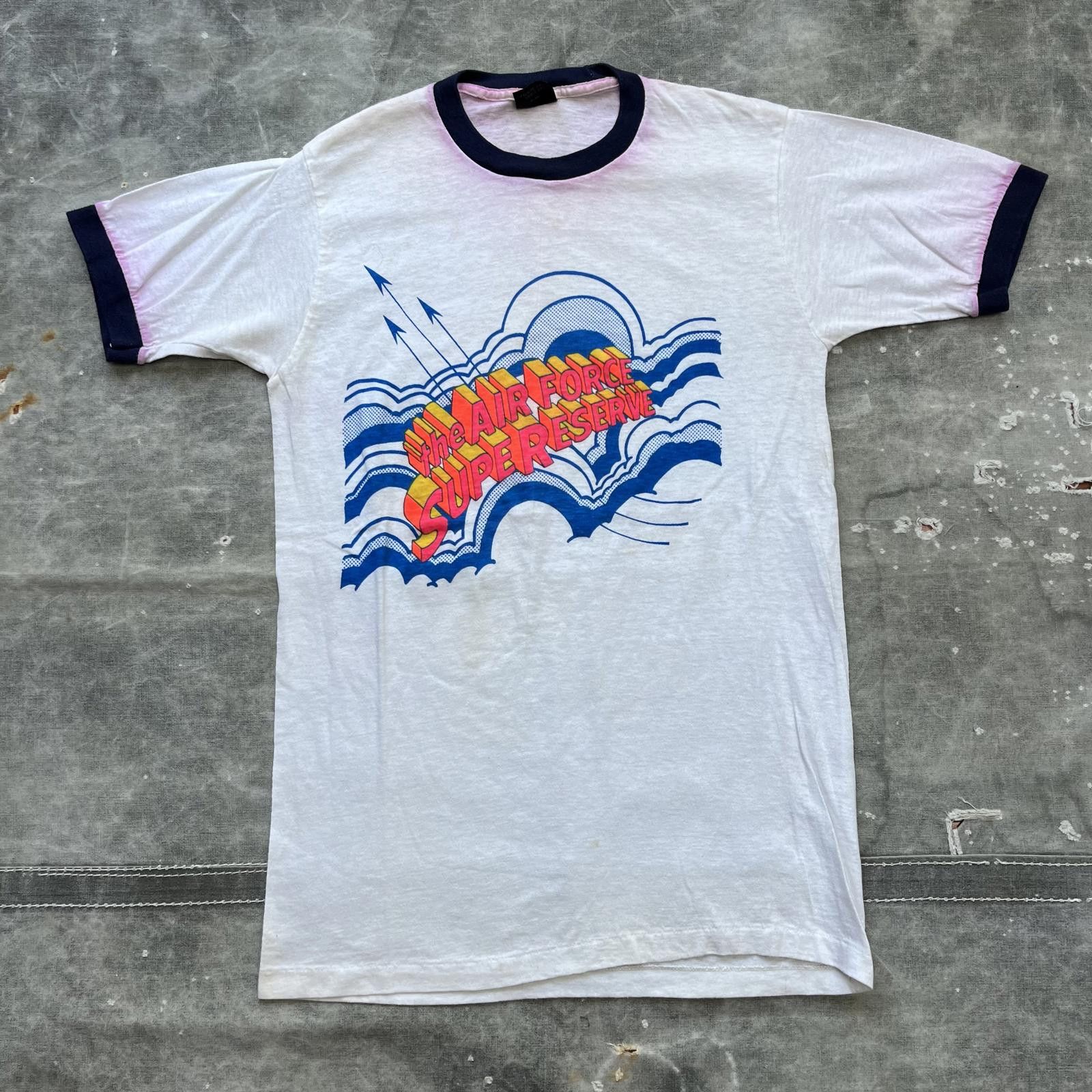 Vintage Vintage 70s The Air Force Super Reserve Ringer Shirt Size US M / EU 48-50 / 2 - 1 Thumbnail