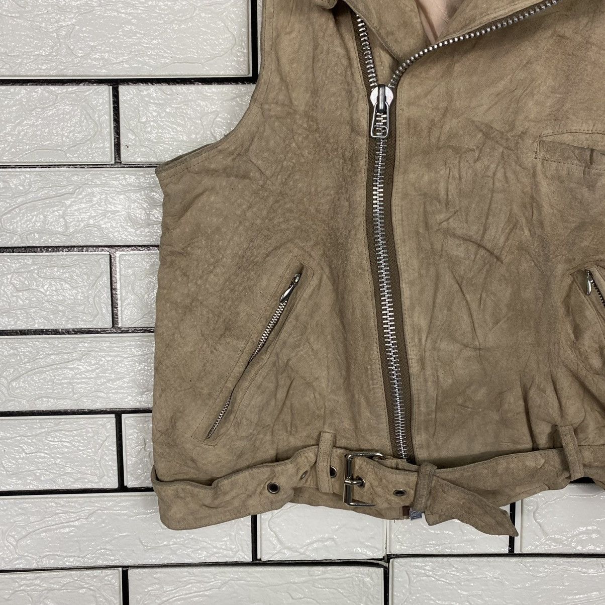 Japanese Brand 🔥VEST BIKER LEATHER JACKET DOUBLE COLLAR SUPER HAKKA JAPAN Size US S / EU 44-46 / 1 - 4 Thumbnail