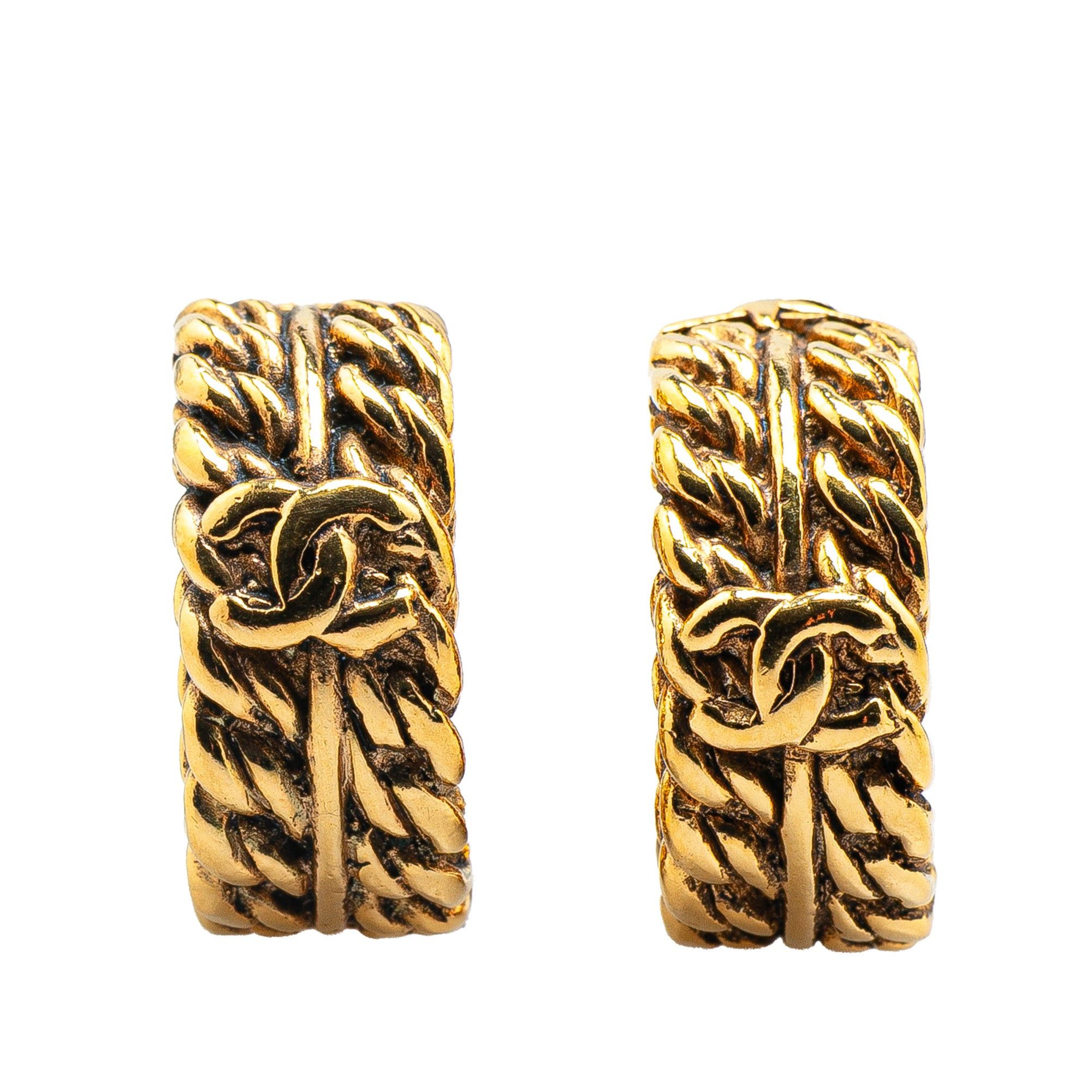 Chanel Chanel Gold Plated CC Chain Clip On Earrings Gold Size ONE SIZE - 1 Thumbnail