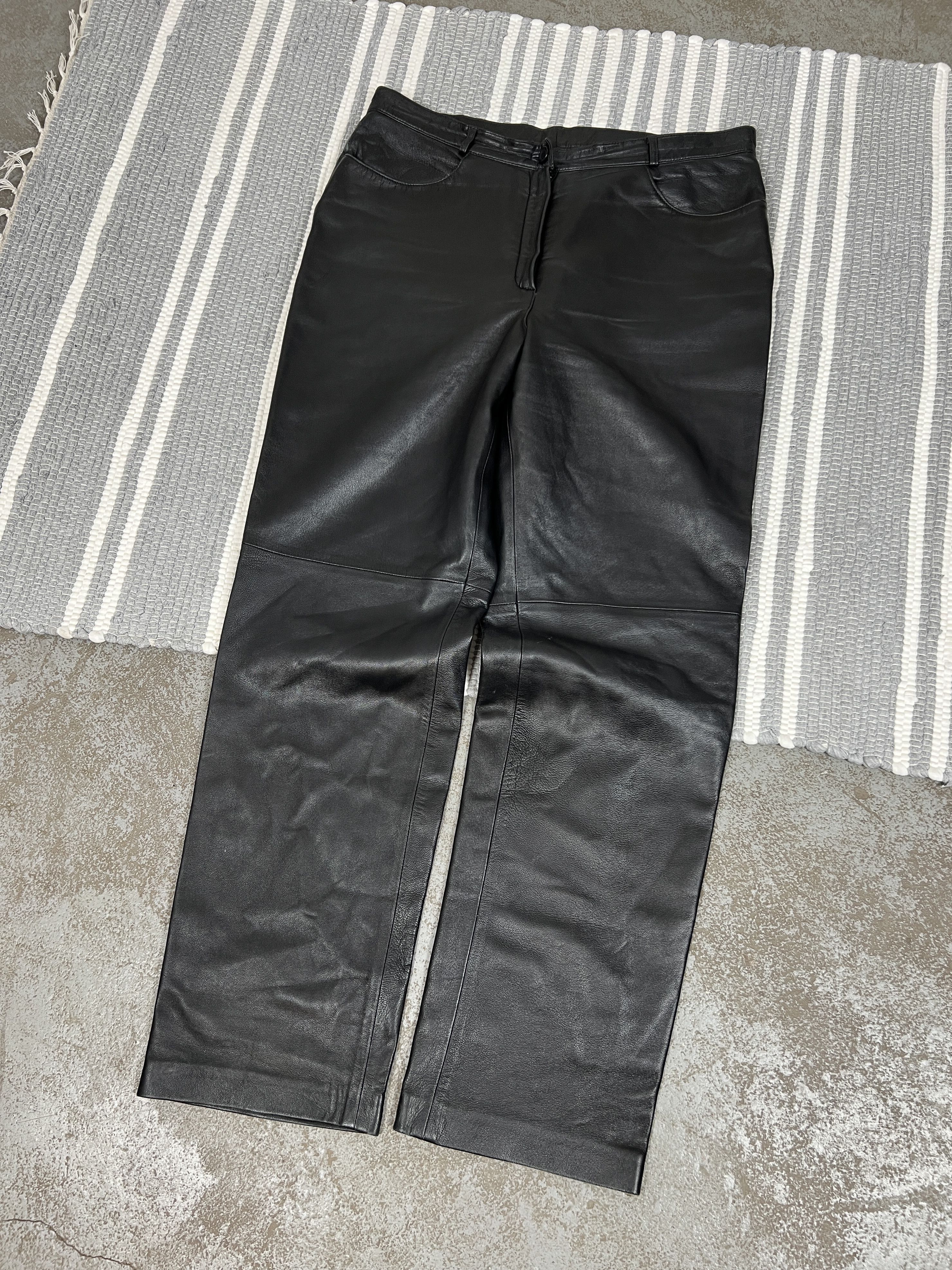 Leather Vintage Gerry Weber Leather Black Pants Size 32" / US 10 / IT 46 - 1 Thumbnail