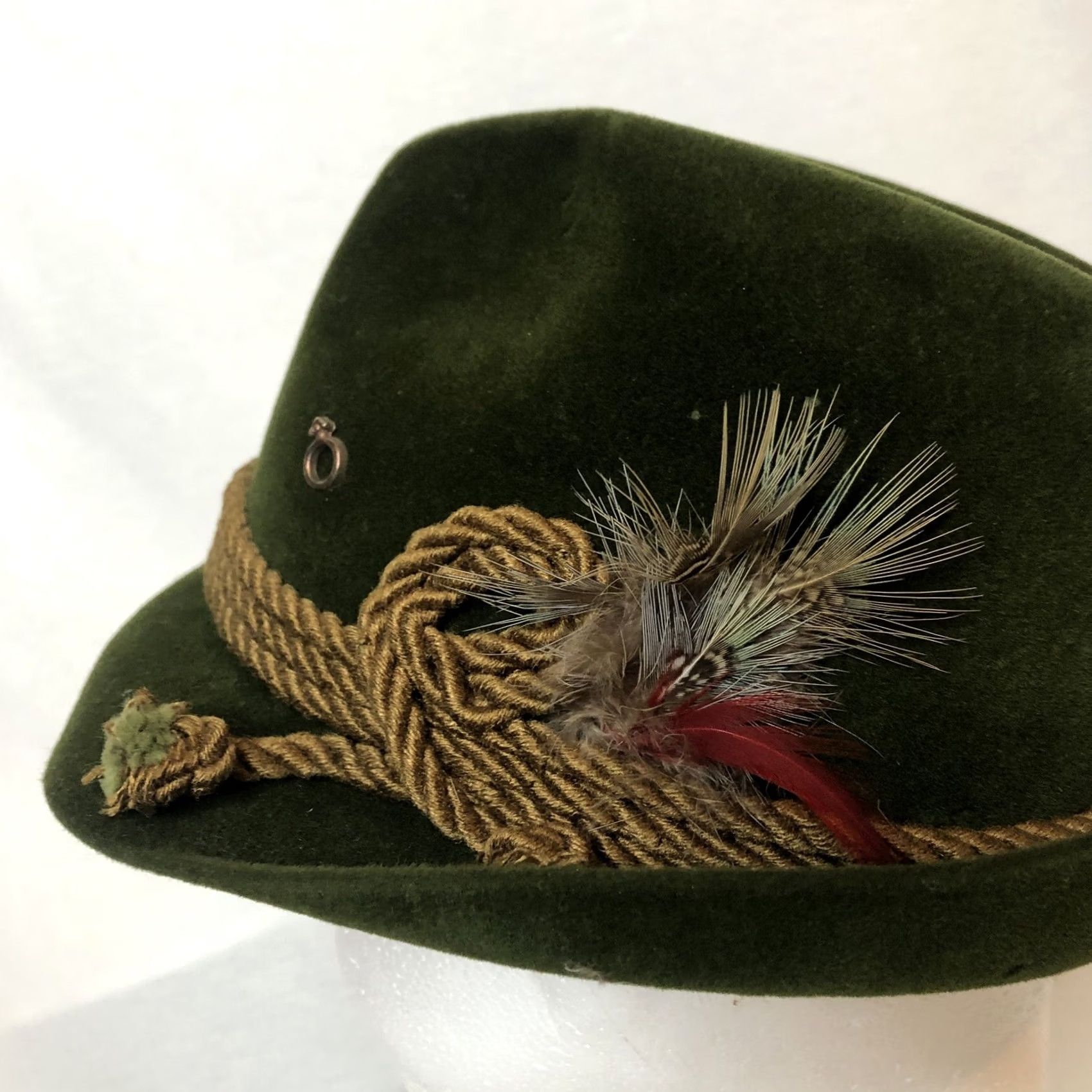 FELT VINTAGE Resistol Self-conforming Hat Manhattan Fedora Green Felt 6 7/8 German Feathers & Rope Mens Size ONE SIZE - 7 Thumbnail