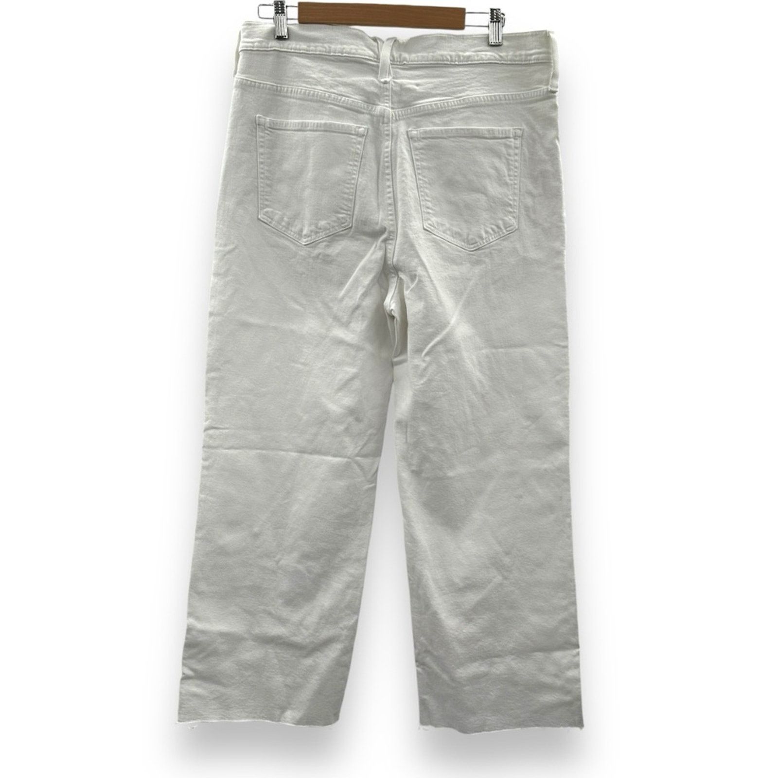 J.Crew J. Crew Slim Wide-Leg High Rise Raw Hem Jeans in White Wash Size 32" / US 10 / IT 46 - 6 Thumbnail
