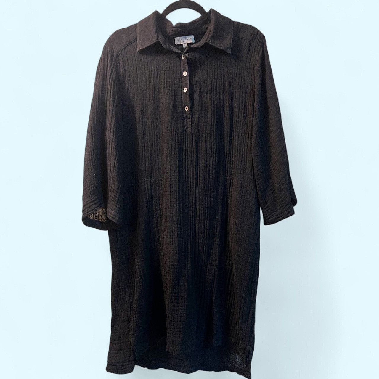 Michael Stars Michael Stars Cleo Black Cotton Gauze Midi Shirt Dress Size M / US 6-8 / IT 42-44 - 1 Thumbnail