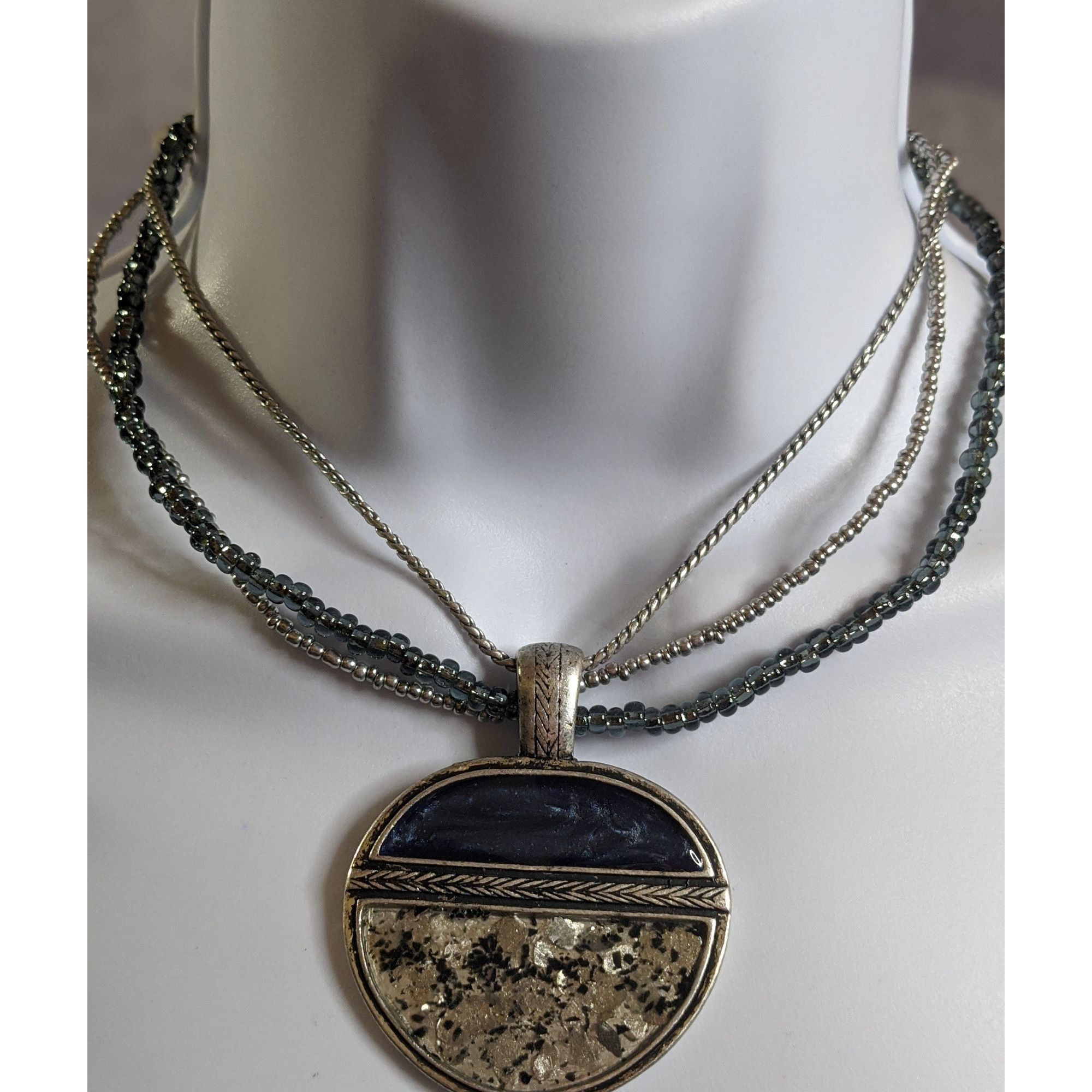 Laura Ashley Laura Ashley Abstract Blue And Silver Tone Multi-Strand Neck Size ONE SIZE - 5 Thumbnail