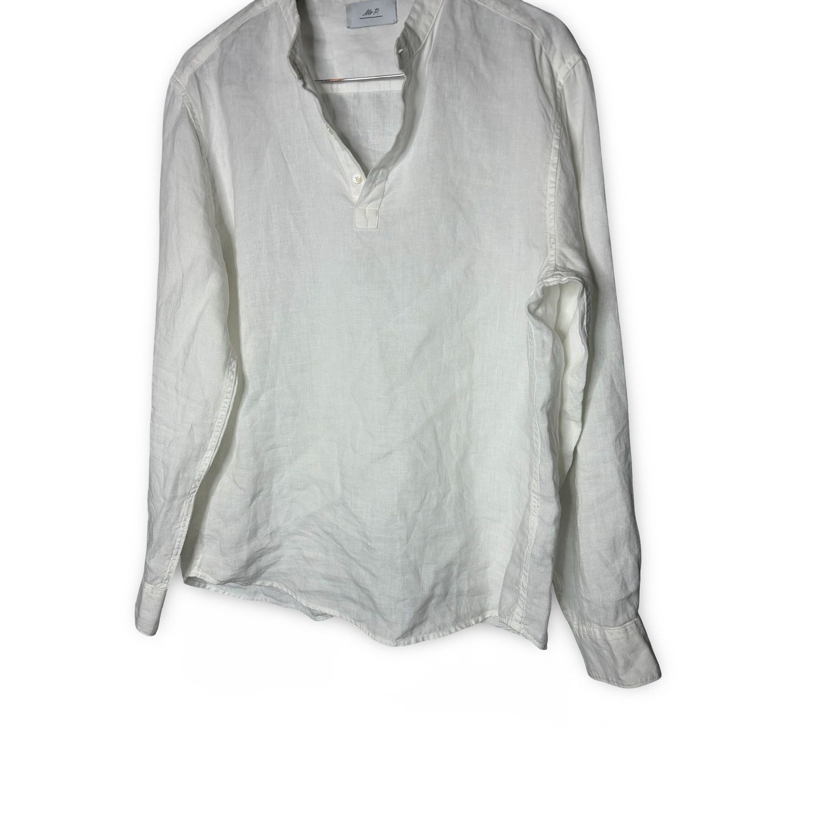 Mr P. Mr. P white linen half button tunic Hanley top sz M Size US M / EU 48-50 / 2 - 6 Thumbnail