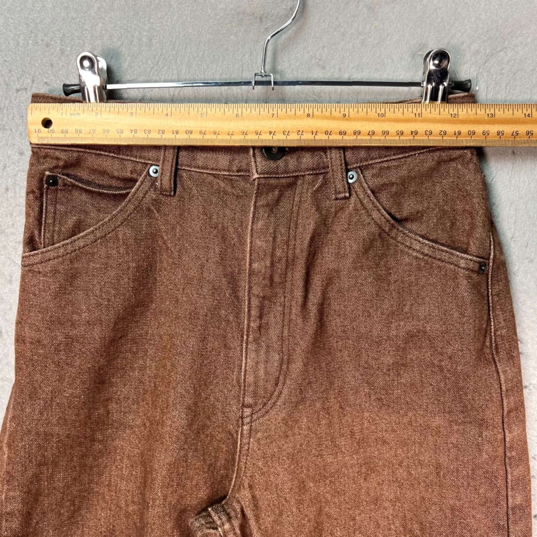 Uniqlo Uniqlo Womens Jeans 23 Brown Straight-Leg Cotton Denim 5-Pocket Inseam 31 High Rise Vintage No Size 40" / US 18 - 5 Thumbnail