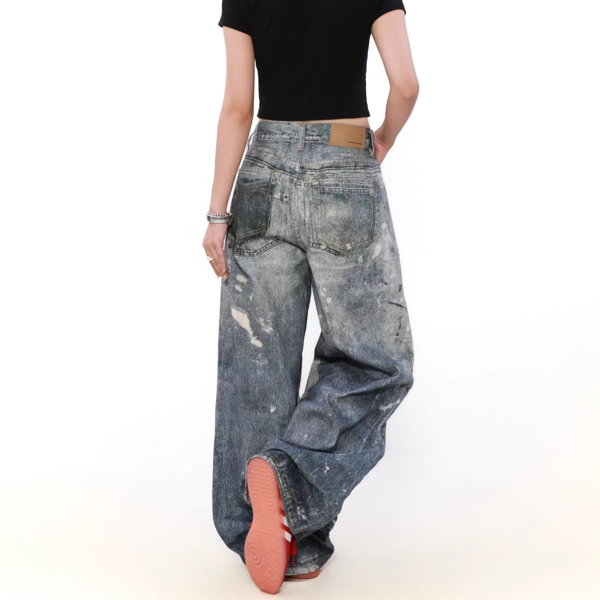 Japanese Brand × Jean High Street Washed Splattered Ink Dirty Loose Jeans Size US 31 - 2 Thumbnail