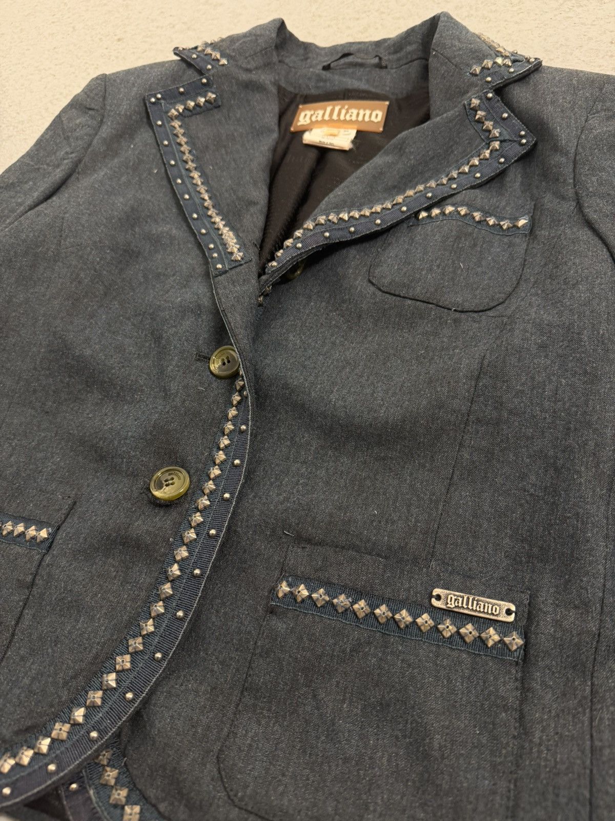 John Galliano Vintage John Galliano FW04 Studded Blazer Size S / US 4 / IT 40 - 5 Thumbnail