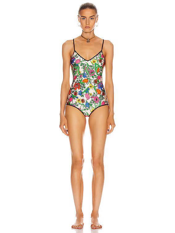 Gucci Gucci Floral Print Logo 1 Piece Swimsuit Bathingsuit S Small Size S / US 4 / IT 40 - 3 Thumbnail