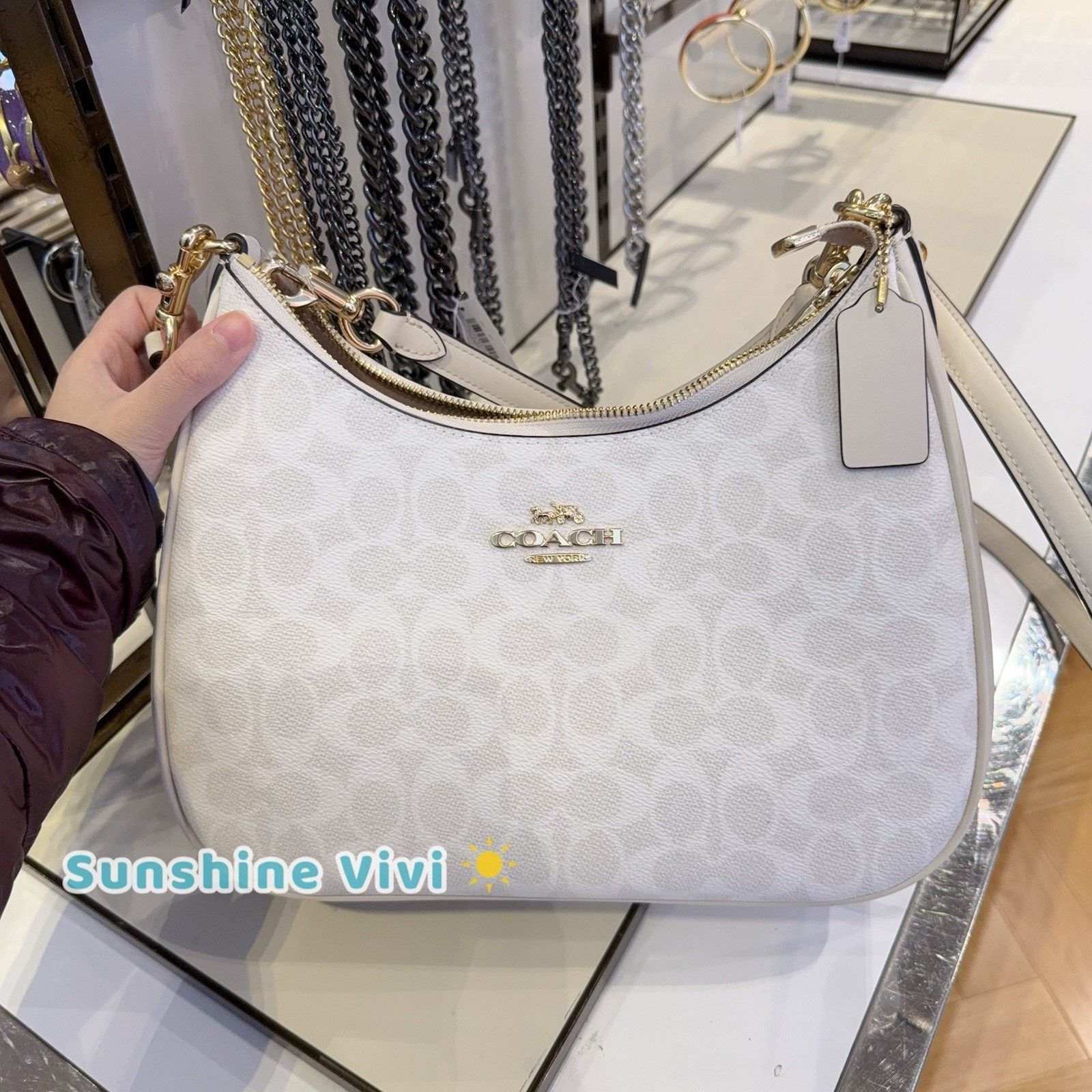 Coach NWT Coach Teri Hobo Bag Signature Canvas/CV940 WHITE/CHALK Size ONE SIZE - 8 Thumbnail