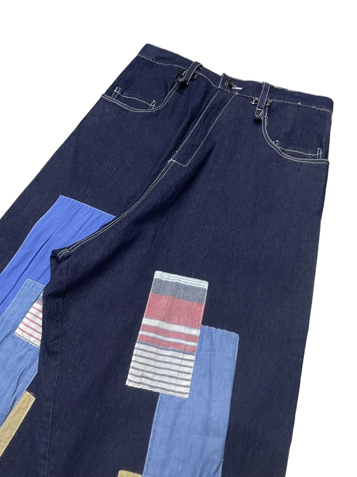 Japanese Brand × Y's for Men KMK Japan Patchwork Baggy Balloon Denim Pants Yohji Style Size US 30 / EU 46 - 6 Thumbnail
