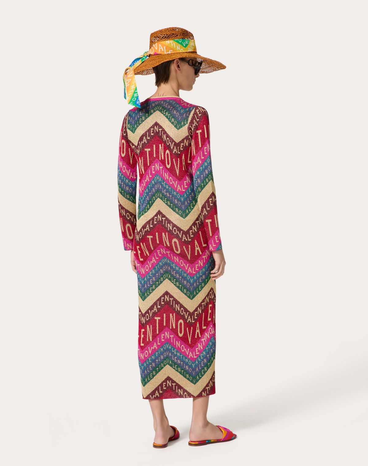 Valentino o1s1wg110525 Chevron Lurex Cardigan in Multicolor Size L / US 10 / IT 46 - 4 Thumbnail