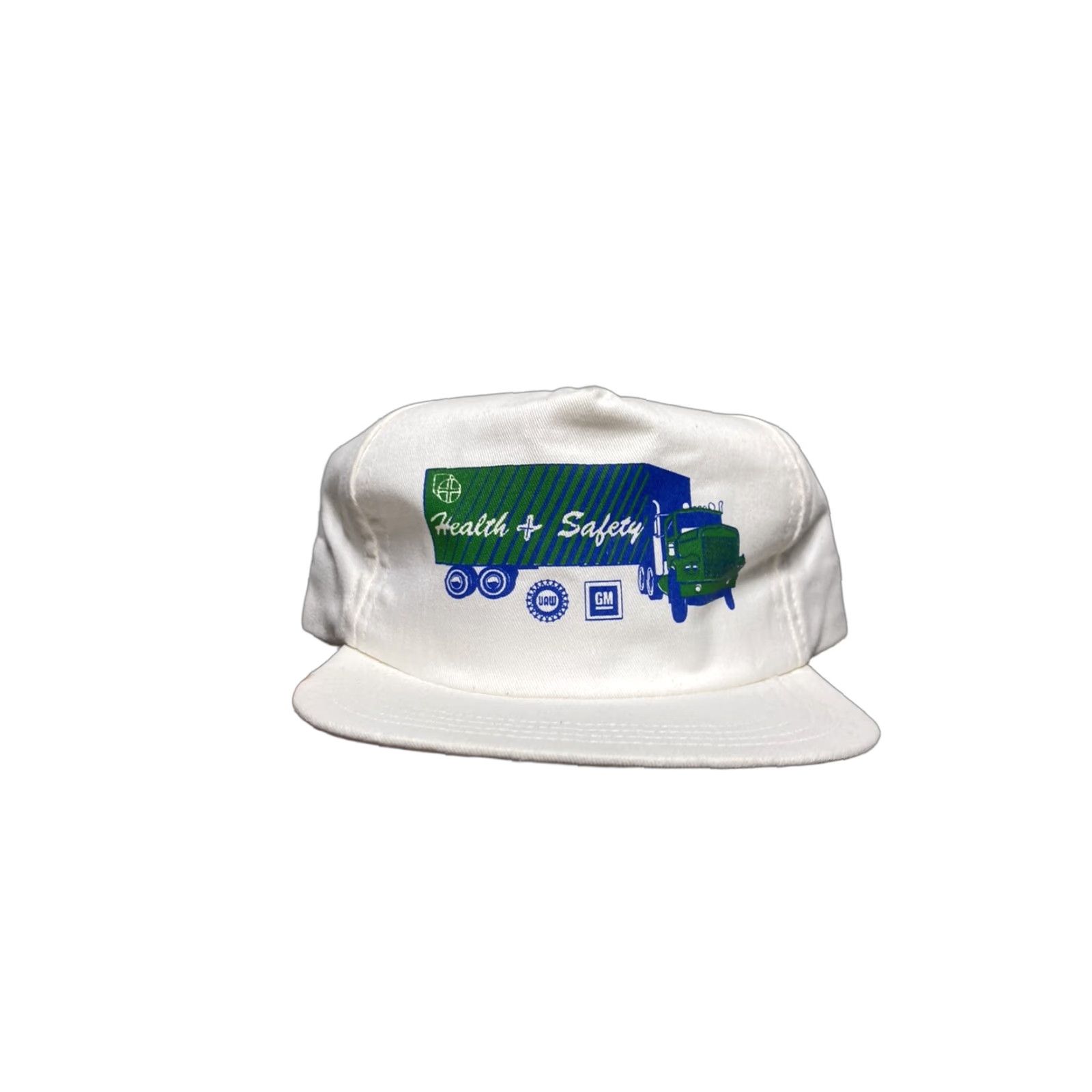 Vintage VINTAGE General Motors Strapback Hat Men Adjustable White USA health & safety UAW automobile truck cap Size ONE SIZE - 1 Thumbnail