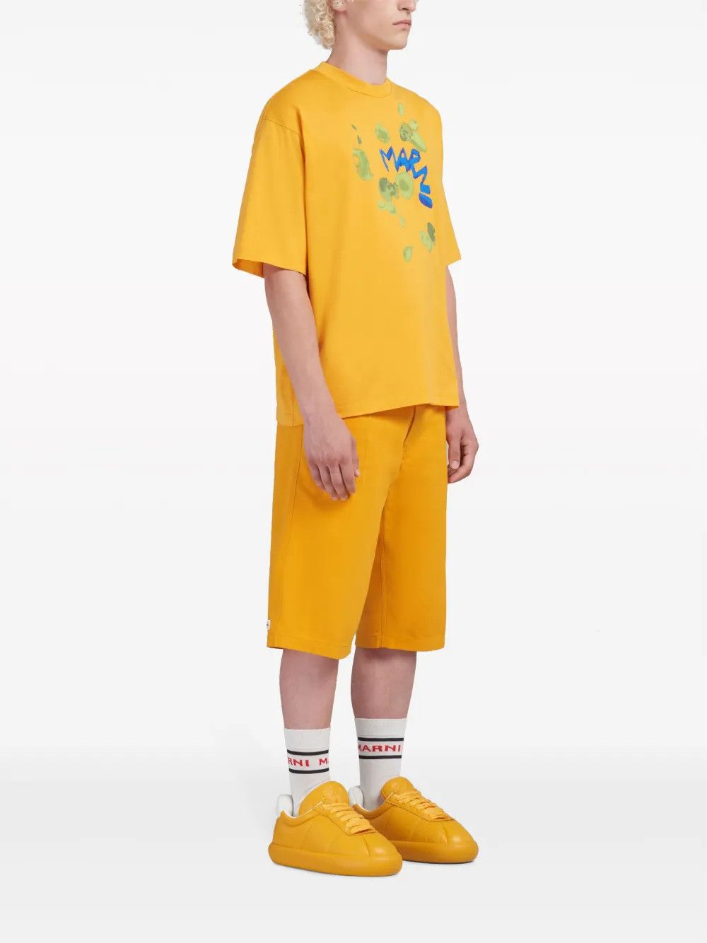 Marni o1w1db10125 Logo-print Cotton T-Shirt in Yellow Size US XL / EU 56 / 4 - 4 Thumbnail