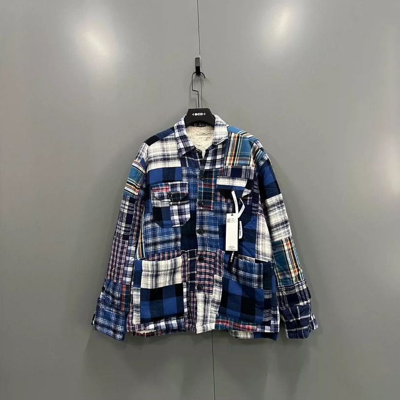 greg lauren plaid patchwork fleece jacket-dmc