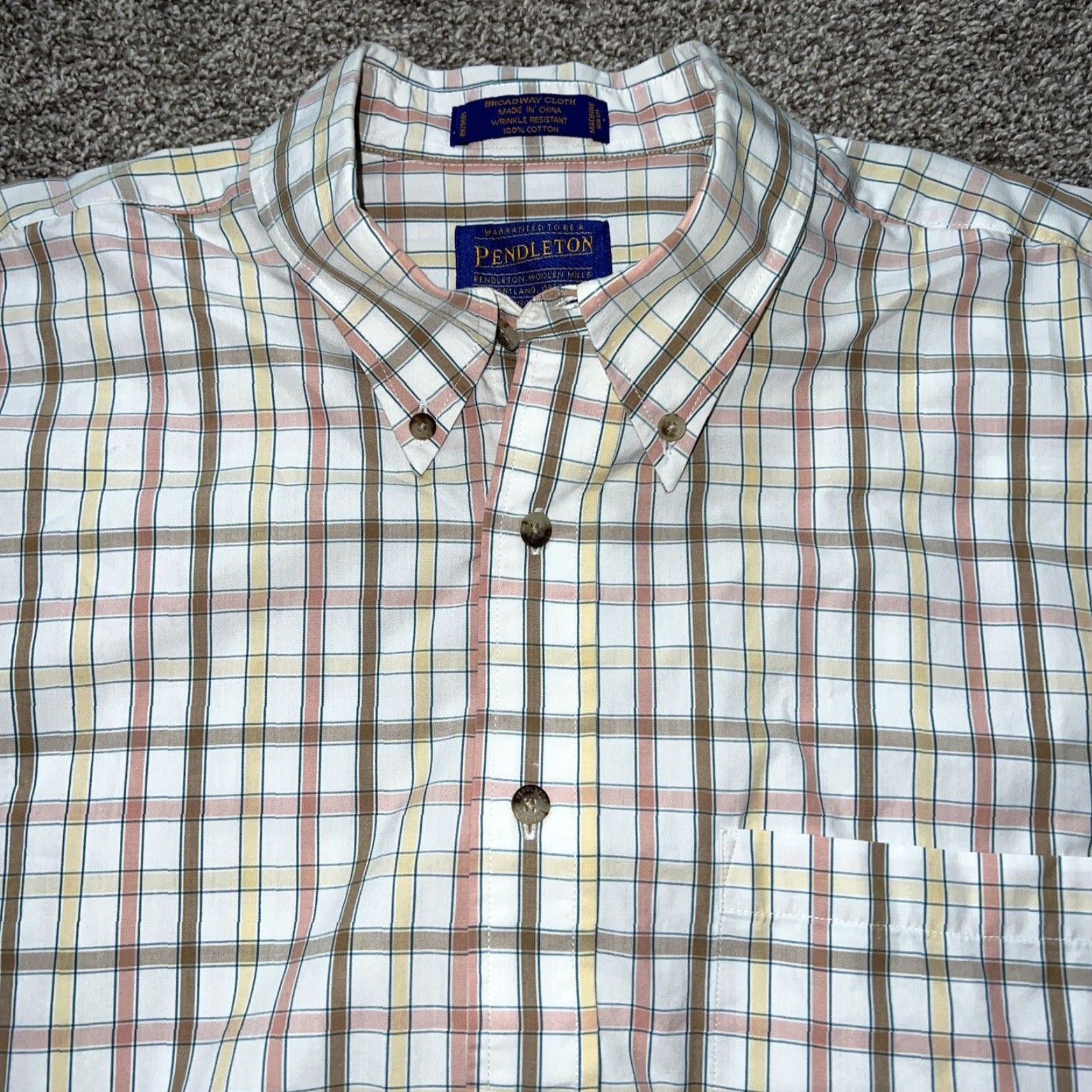 Pendleton Pendleton Broadway Cloth Plaid Button-Up Shirt Mens Size L Beige Regular Long Sleeve Size US L / EU 52-54 / 3 - 2 Thumbnail