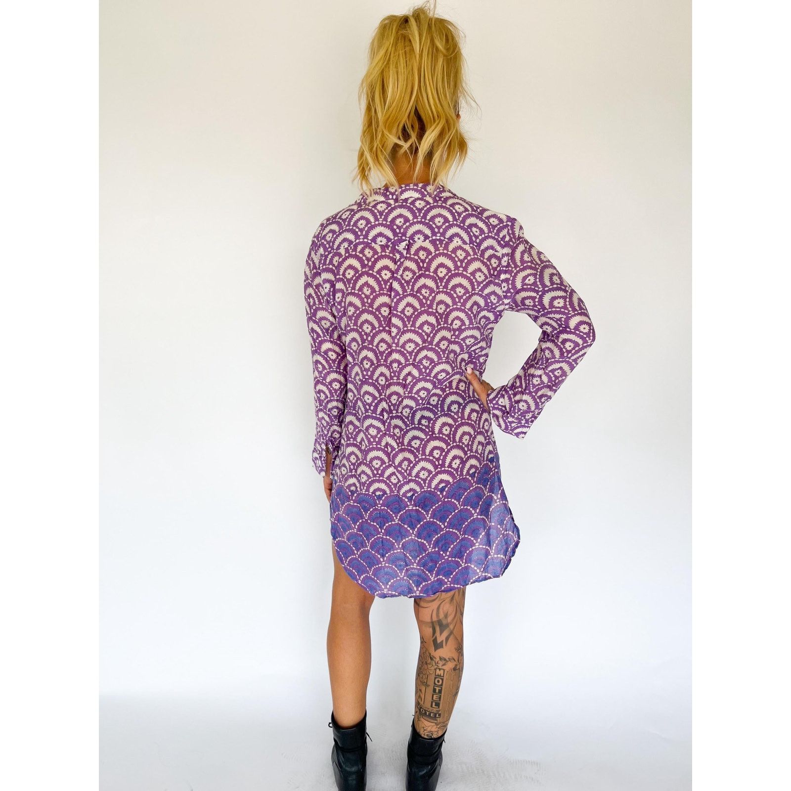 Other Indian Cotton Sheer Tunic Dres Geometric Print Kurti S/M Size M / US 6-8 / IT 42-44 - 4 Thumbnail