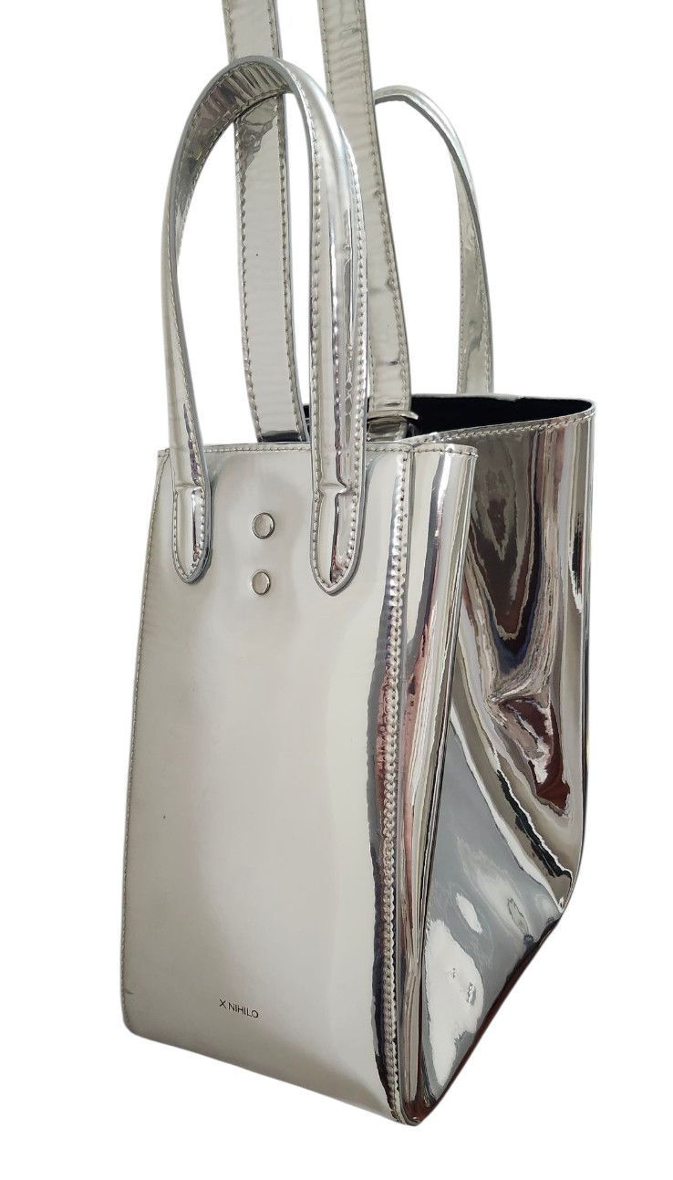 Other X NIHILO Silver Metallic Tote Bag Structured Modern Designer Size ONE SIZE - 3 Thumbnail