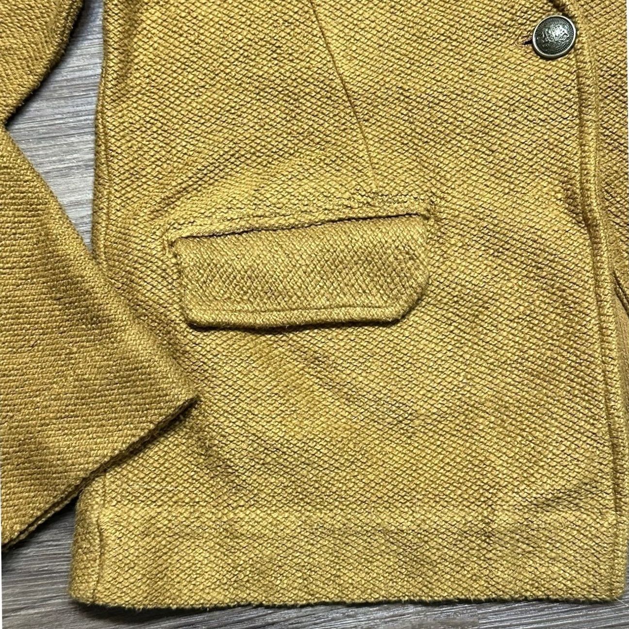 Vintage Maeve Knit Jacket Blazer Button Long Sleeve Mustard Yellow Womens M Casual Boho Solid Quilted Open Pockets Oversized Cotton Knit Size M / US 6-8 / IT 42-44 - 6 Thumbnail
