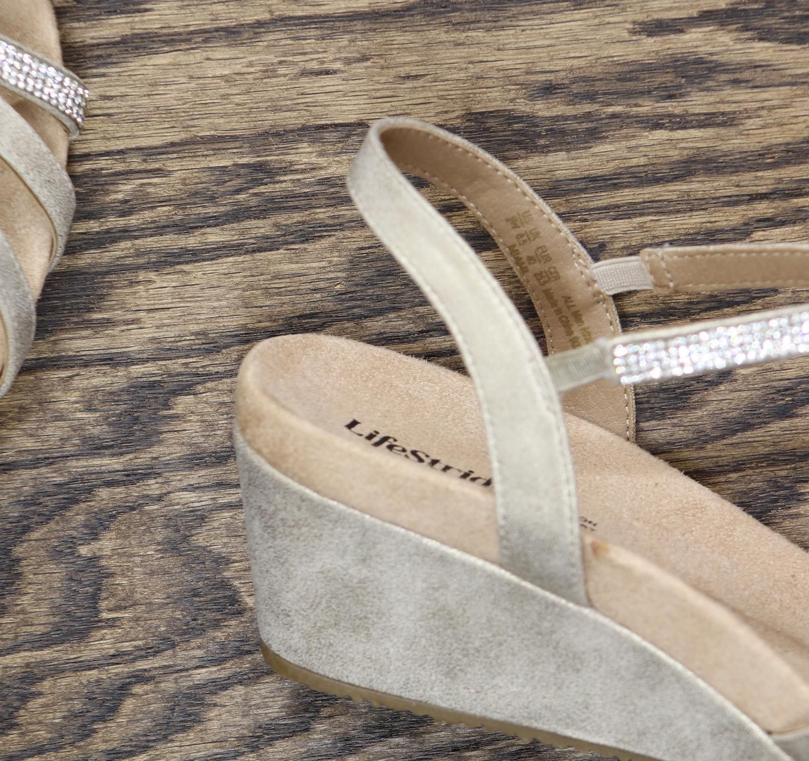 Other Lifestride Womens Miami Wedge Sandal J3855s1 Platino Gold 9w Size US 9 / IT 39 - 7 Thumbnail