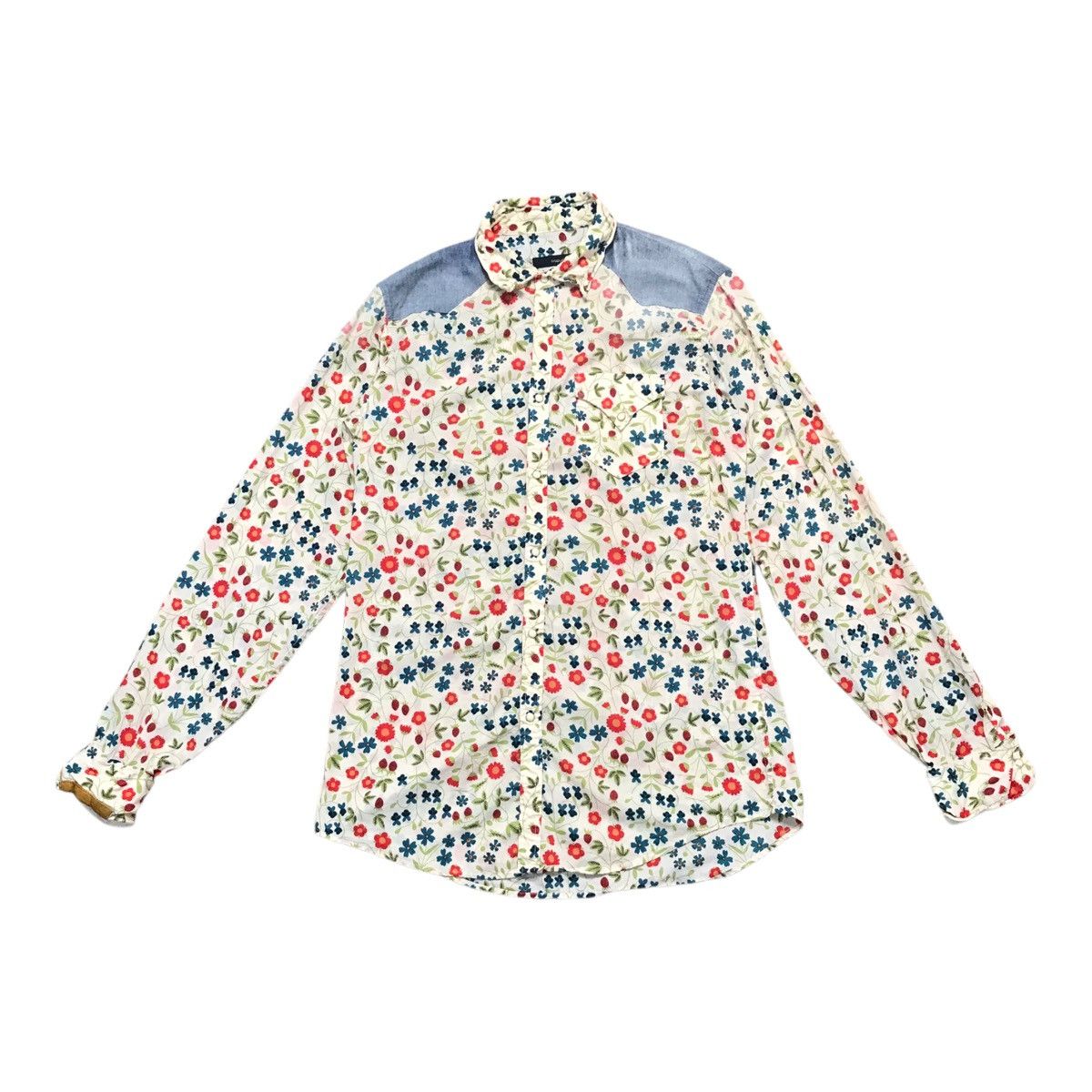 Designer × Dsquared2 2006 Dsquared2 Floral Western Denim Button Up Shirt Size US M / EU 48-50 / 2 - 1 Thumbnail