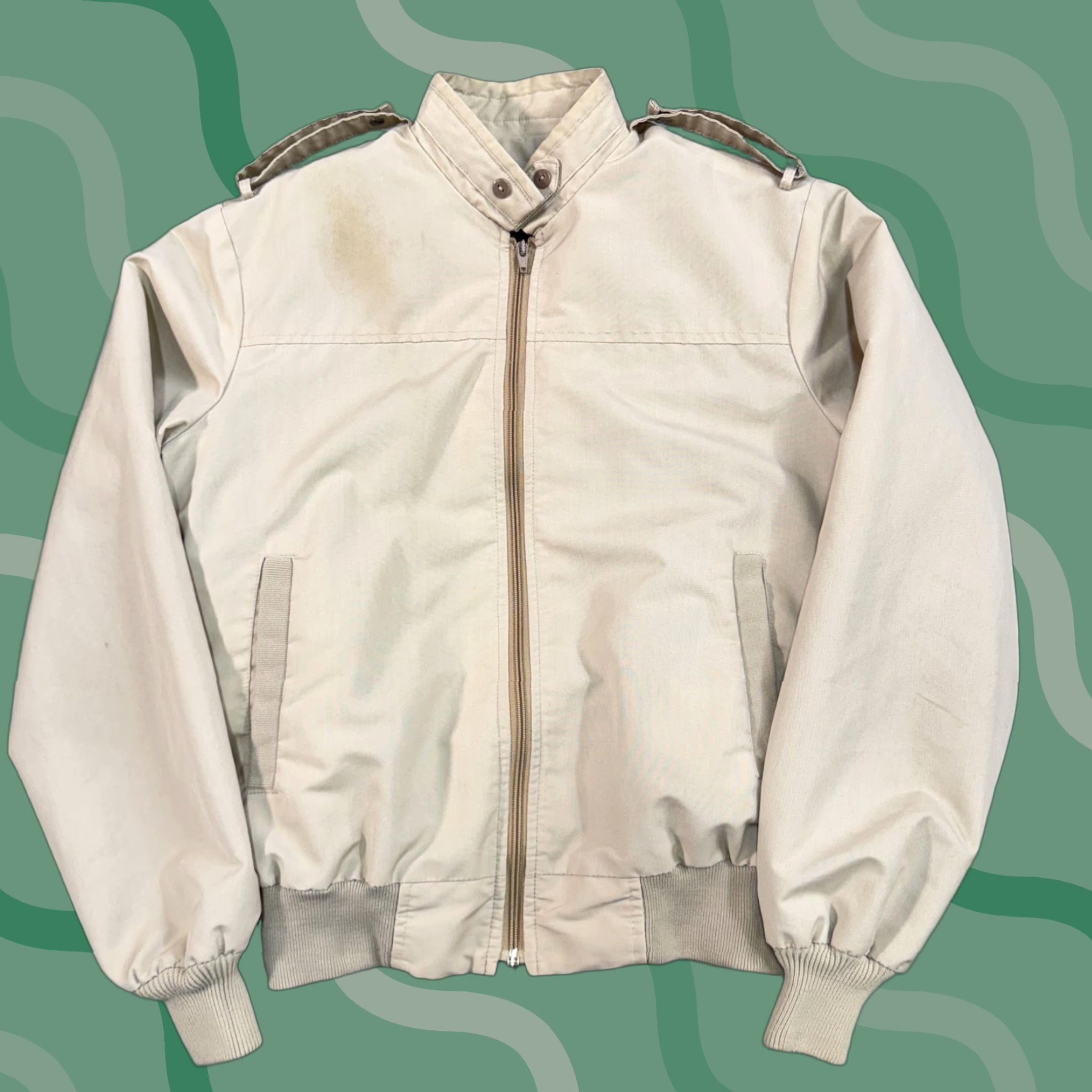 Epaulet VINTAGE Cal Craft Jacket Mens M Beige Faux Fur Lined Full Zip Epaulet USA 80s Bomber Shirt Mens Size US M / EU 48-50 / 2 - 1 Thumbnail