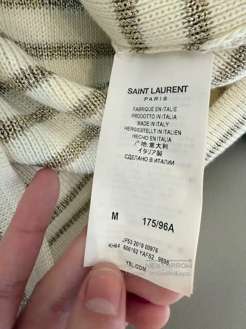 Saint Laurent Paris Saint Laurent Paris Beige Golden Stripe Sweater i Size US M / EU 48-50 / 2 - 5 Thumbnail