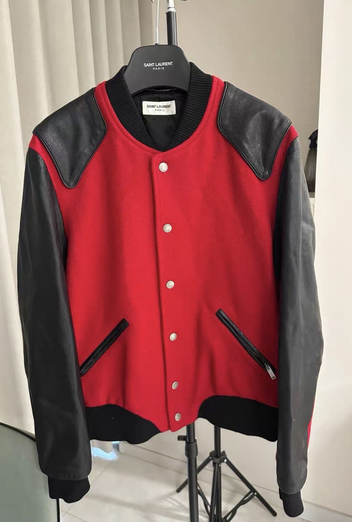 Saint Laurent Paris Saint Laurent Paris SLP 2017FW Red & Black Leather Heaven Size US L / EU 52-54 / 3 - 2 Thumbnail