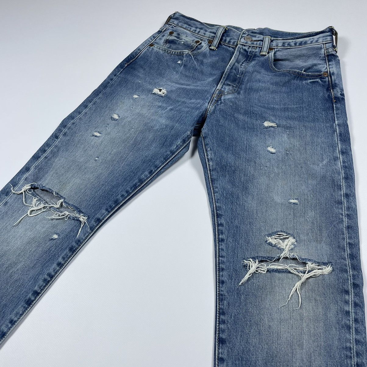 Levi's Levi’s 501CT Light Blue Wash Denim Ripped Slim Jeans Custom Size US 29 - 6 Thumbnail