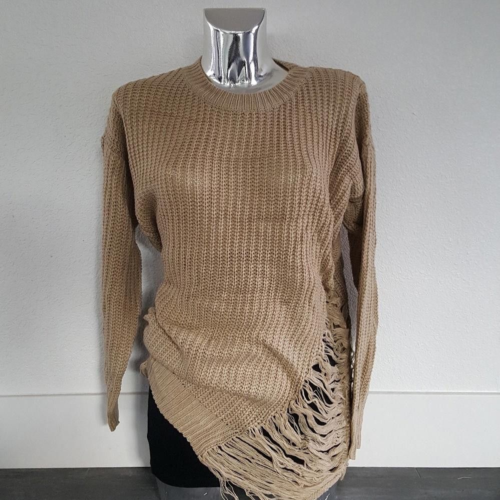 Designer Nude Distressed Sweater Long Sleeve Size ONE SIZE - 1 Thumbnail