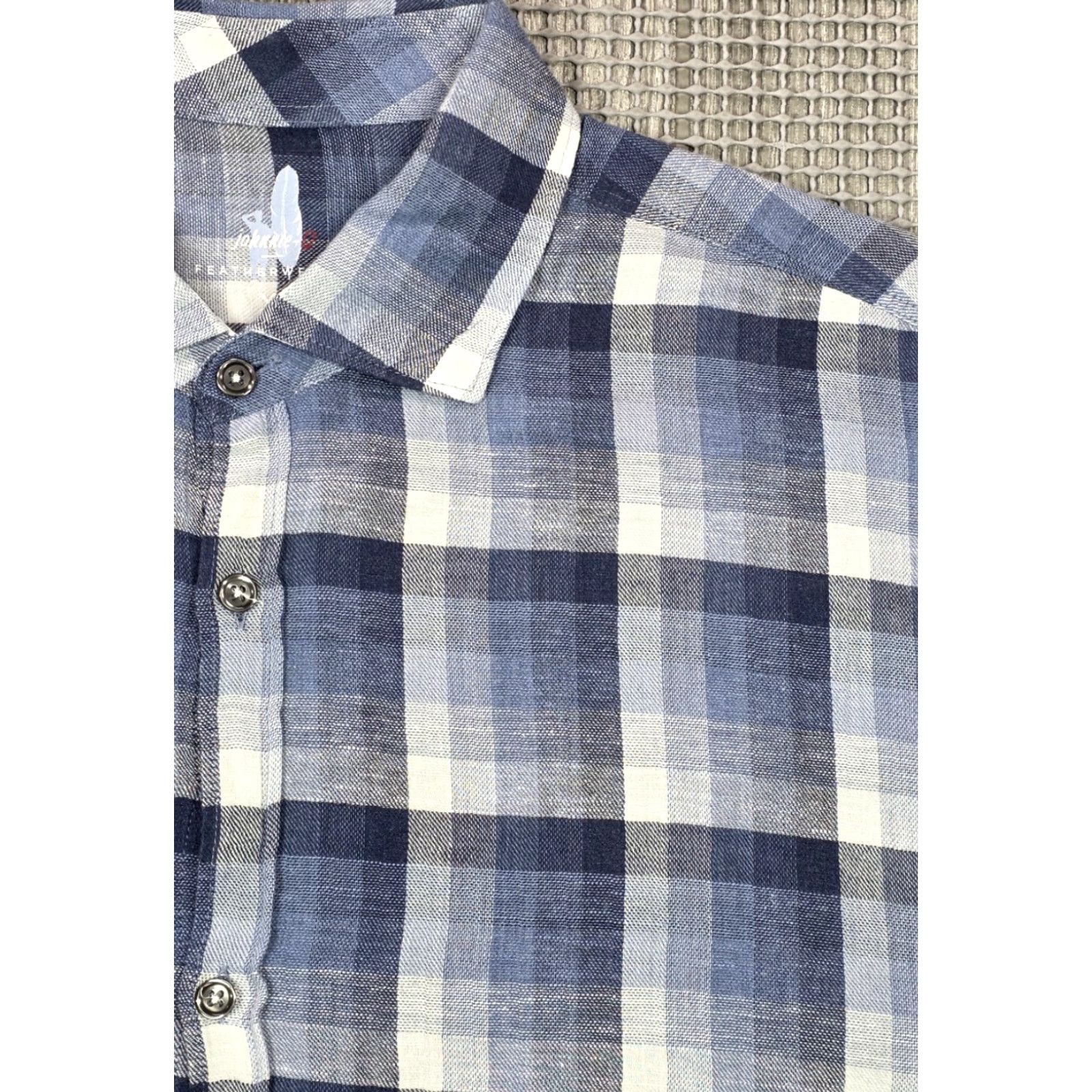 johnnie-O johnnie-O Mens Shirt XL Linen Blend Button-Up Shadow Plaid Roth Size US XL / EU 56 / 4 - 3 Thumbnail