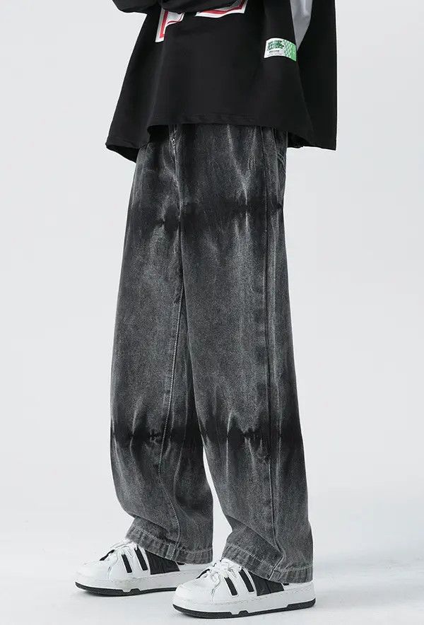 Japanese Brand Tie-dyed black loose American straight casual jeans Size US 32 / EU 48 - 4 Thumbnail