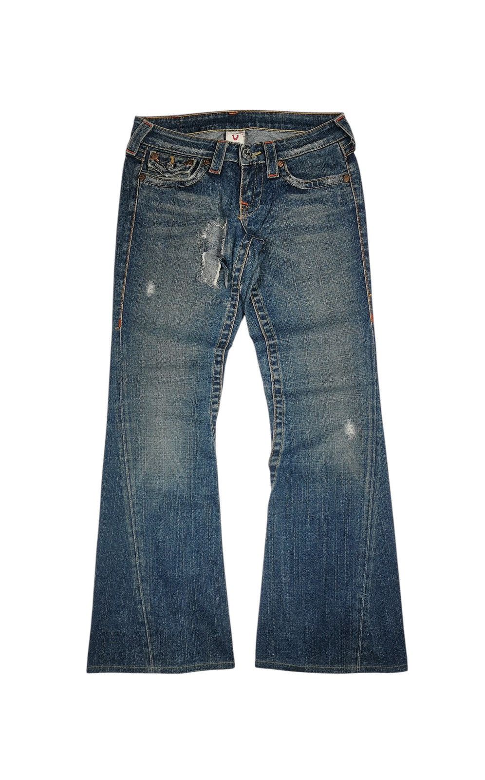 True Religion Joey Flare Jeans Distressed Rips