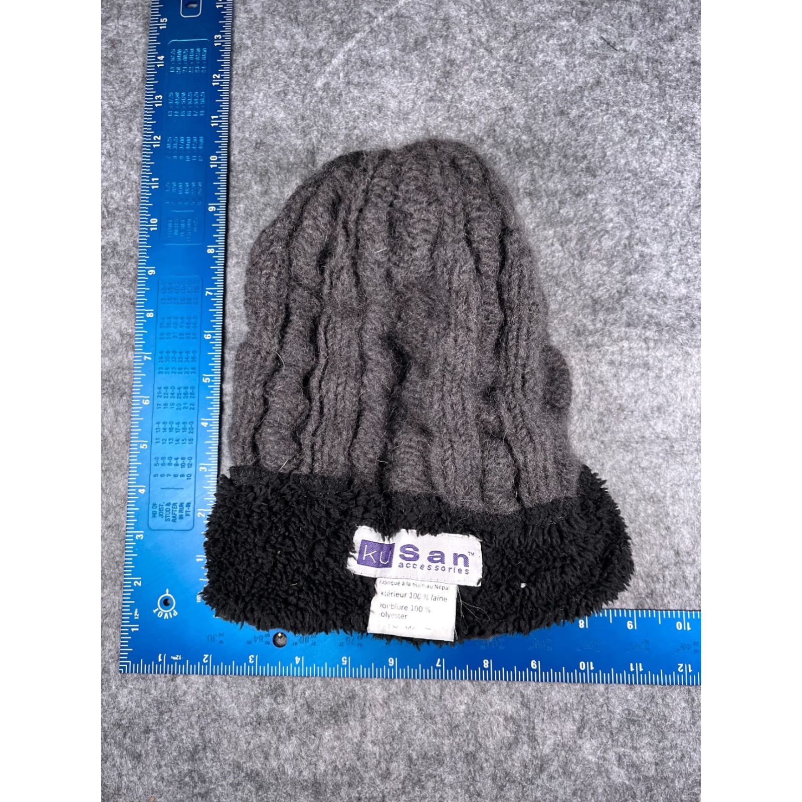 Vintage Kusan Beanie Toque Adult One Size Gray Knit Wool Polyester Snow Ski Pom Hat/Cap Men/Women Beanie Activewear Casual Knit Wool Blend Size ONE SIZE - 6 Thumbnail