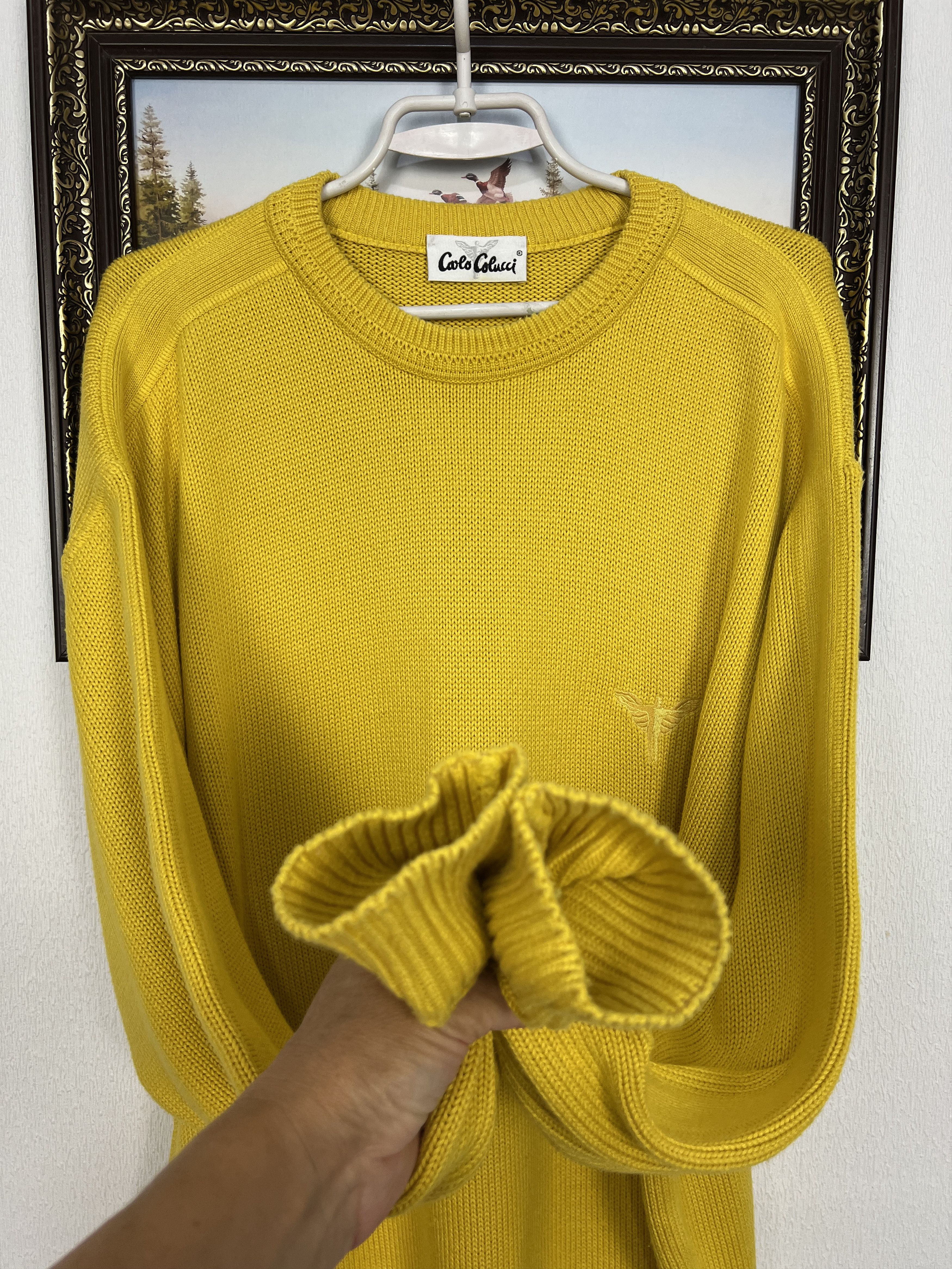 Carlo Colucci Vintage Carlo Colucci Yellow Knit Sweater Pullover Mens Size US XL / EU 56 / 4 - 5 Thumbnail