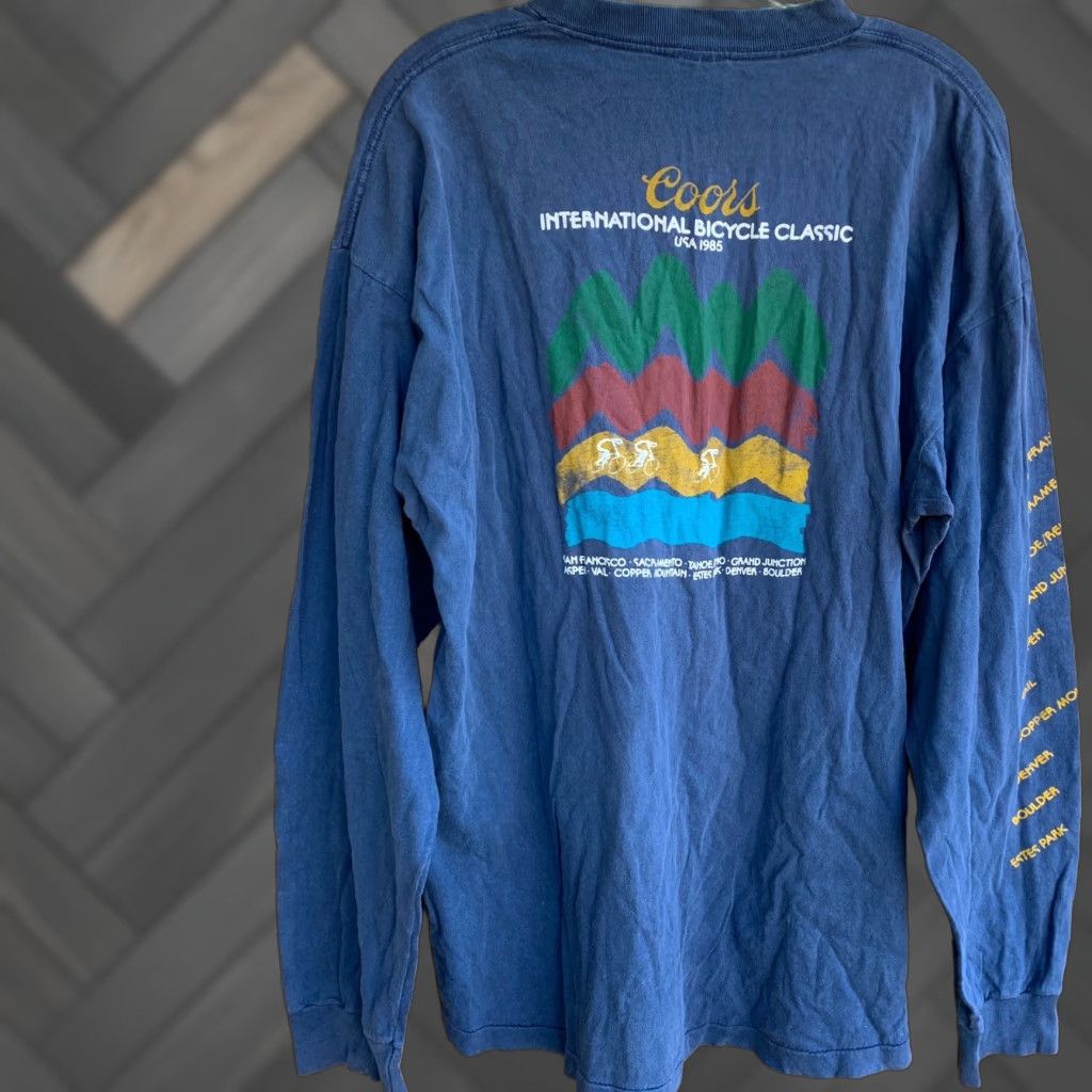 Vintage VINTAGE Coors Internarional Bicycle Classic 1985 T Shirt XL Blue Men Fun Tees 1980s Graphic Tee Sportswear/Beach Size US XL / EU 56 / 4 - 1 Thumbnail