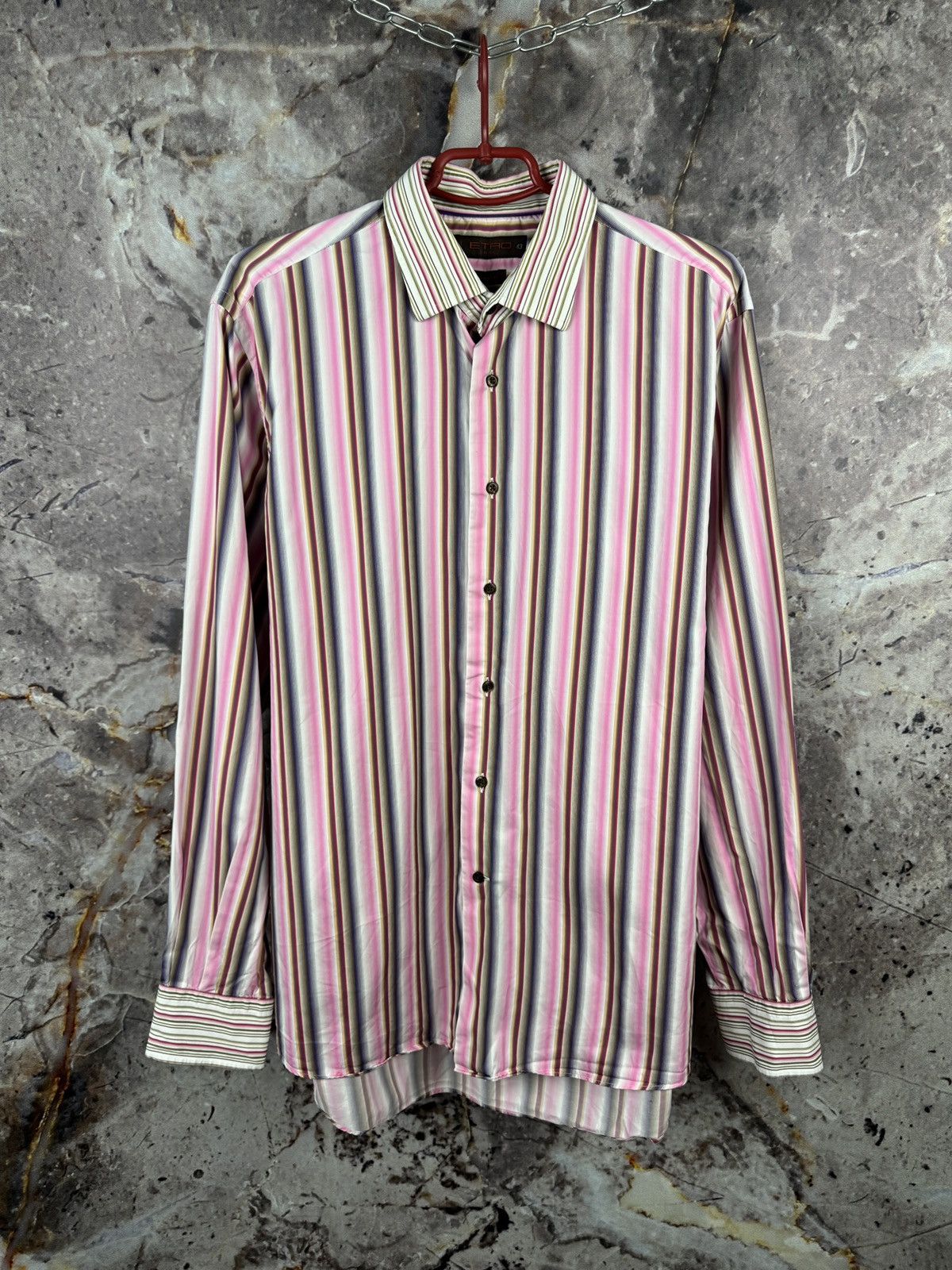Etro Men’s Etro Milano Striped Shirt Button Up Long Sleeve Size US XXL / EU 58 / 5 - 1 Thumbnail
