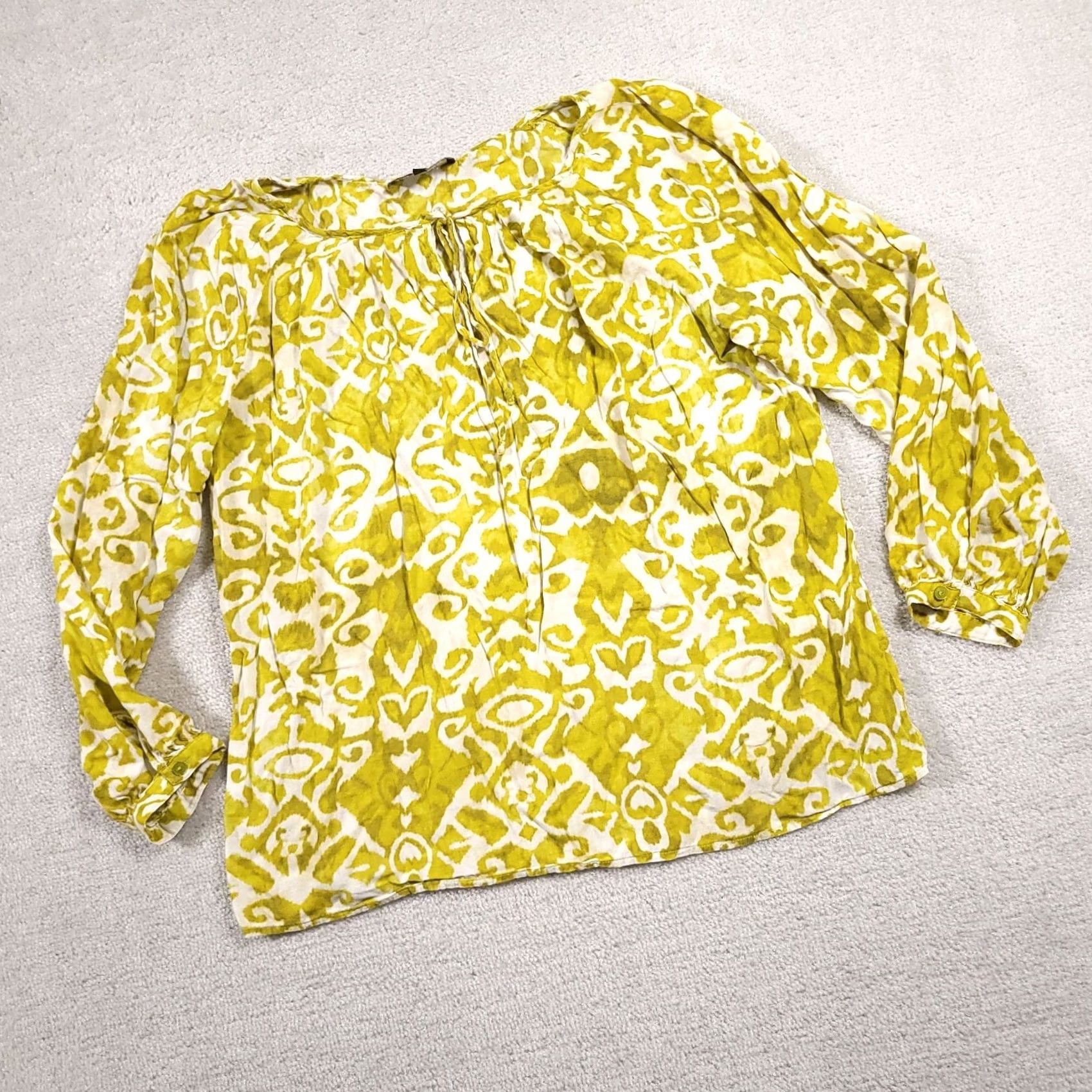 Jones New York Jones New York Shirt Women's XL Green Geometric Long Sleeve Keyhole Neck Size XL / US 12-14 / IT 48-50 - 2 Thumbnail