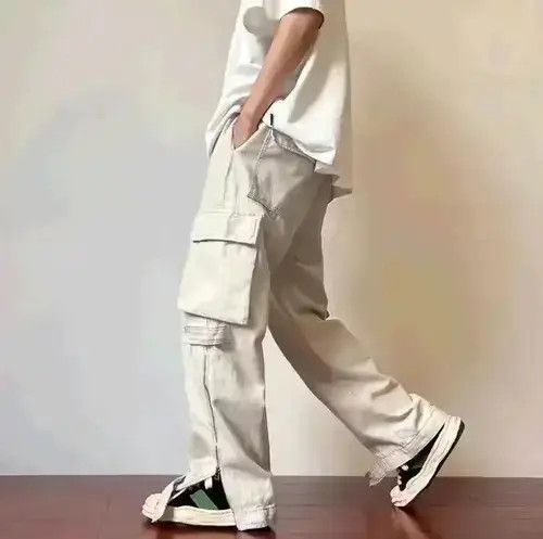VIBE Cargo Pants Cream + Patchwork Denim Bundle Size US 33 - 1 Thumbnail