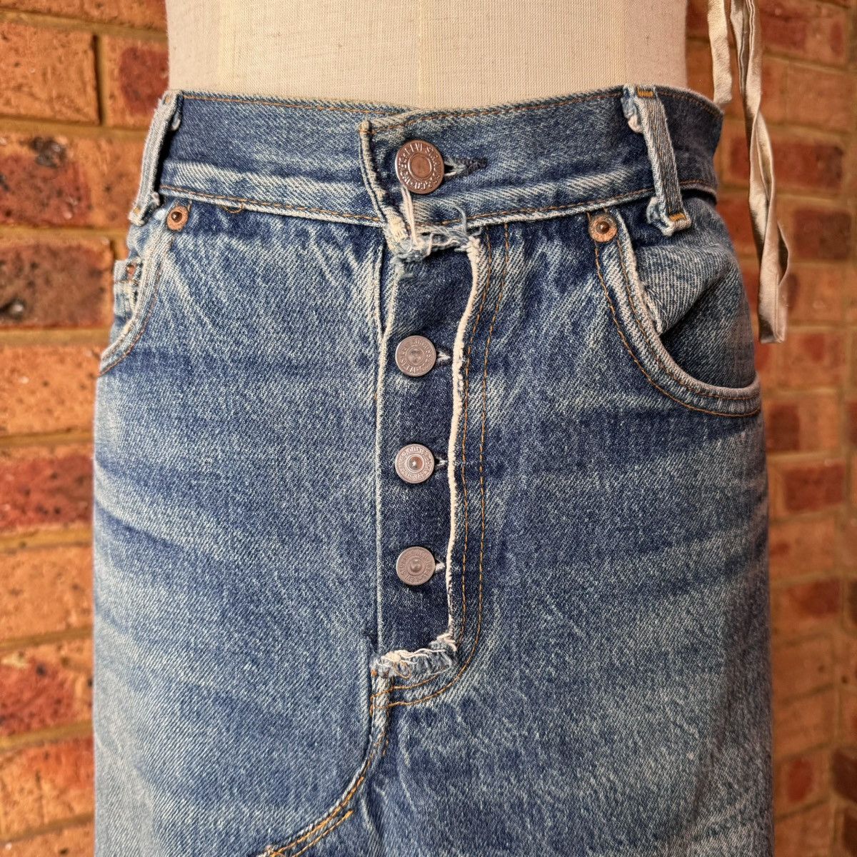 Levi's Vintage Clothing Vintage Levi’s 701 patchwork denim maxi skirt Size 29" - 3 Thumbnail