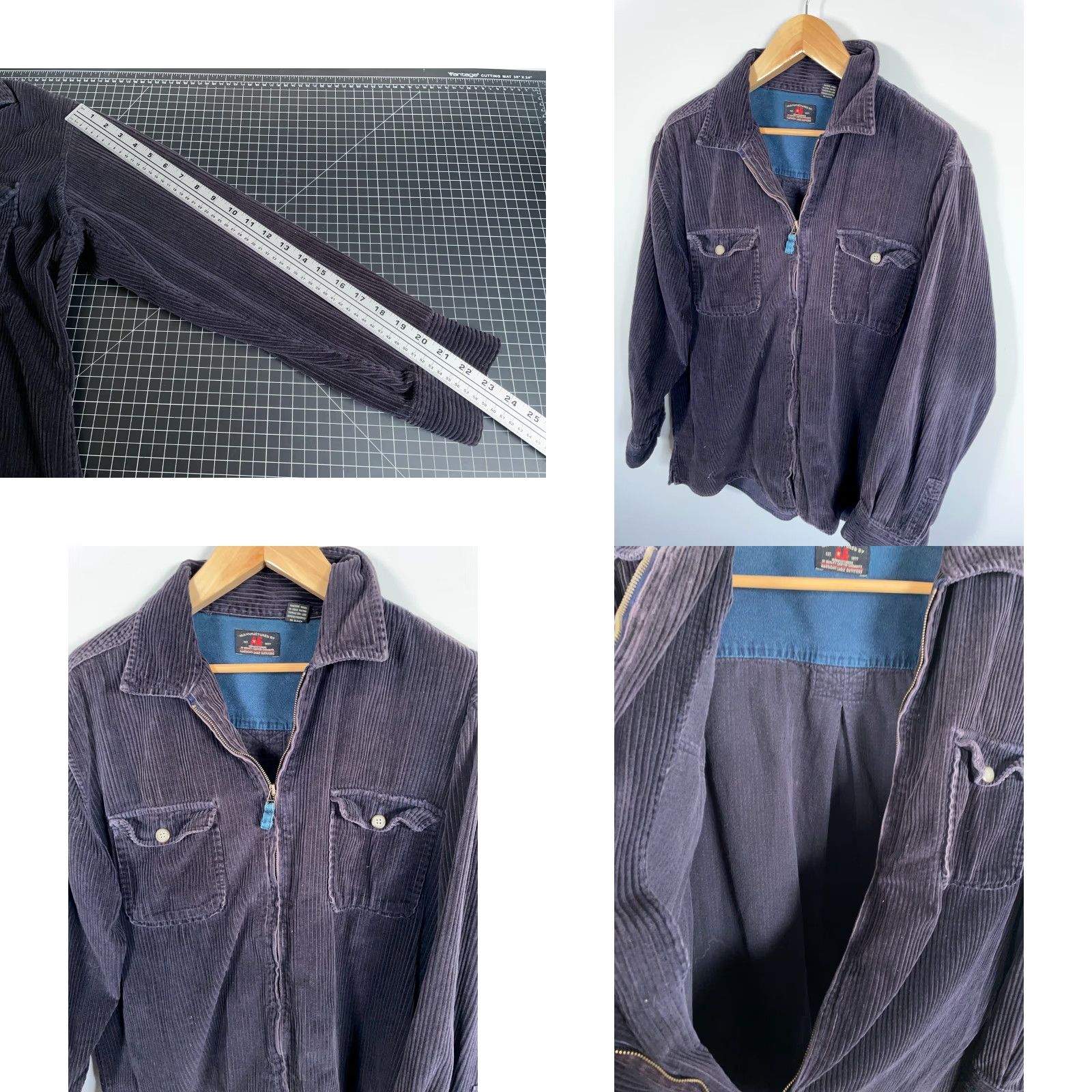 American Eagle Outfitters American Eagle Corduroy Zip Shirt Jacket Mens XL Black Faded Unlined Shacket Size US XL / EU 56 / 4 - 8 Thumbnail