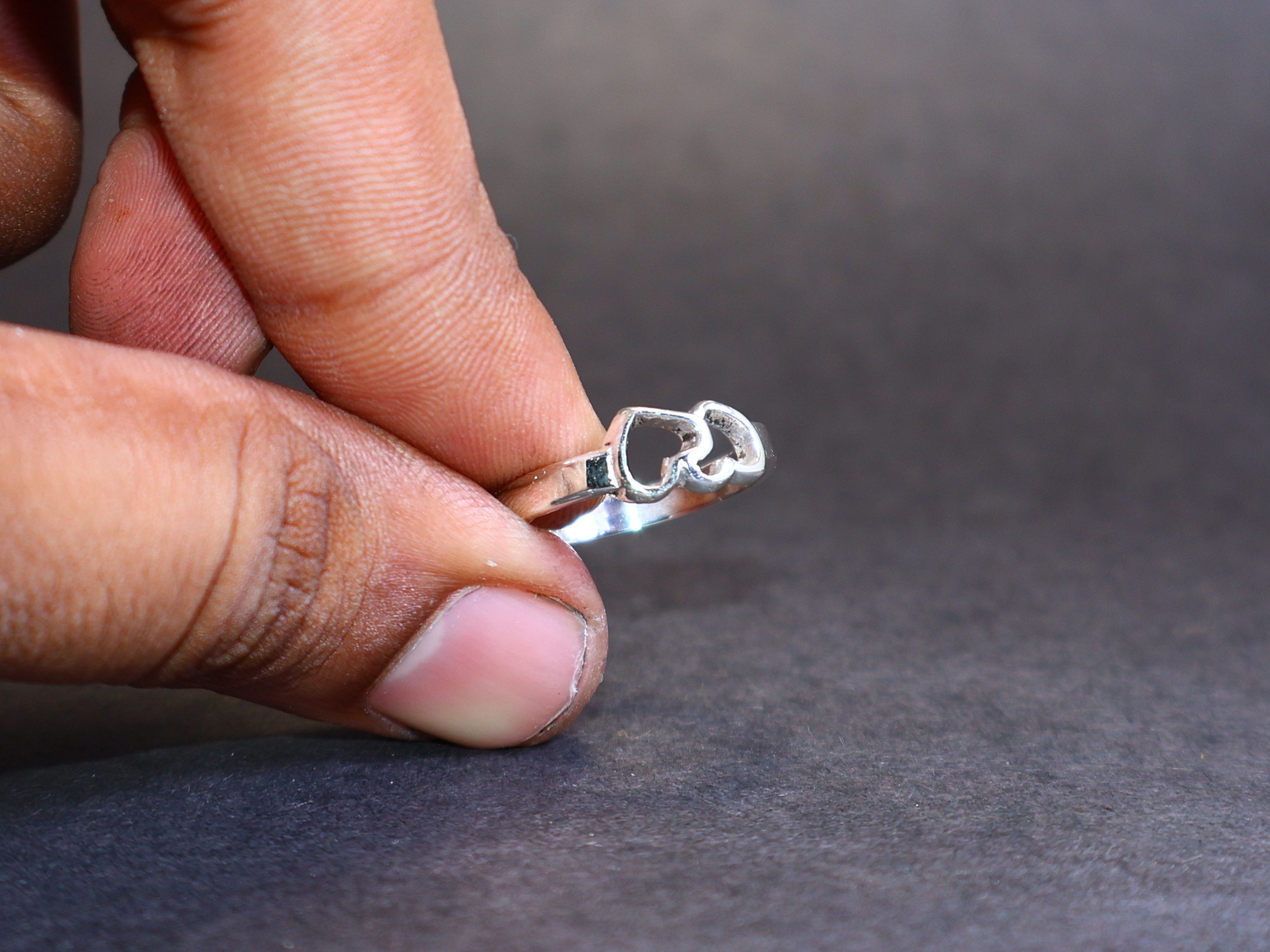 Handmade Double Heart Ring, Heart To Heart Ring, Sterling Silver Ring Size ONE SIZE - 9 Thumbnail