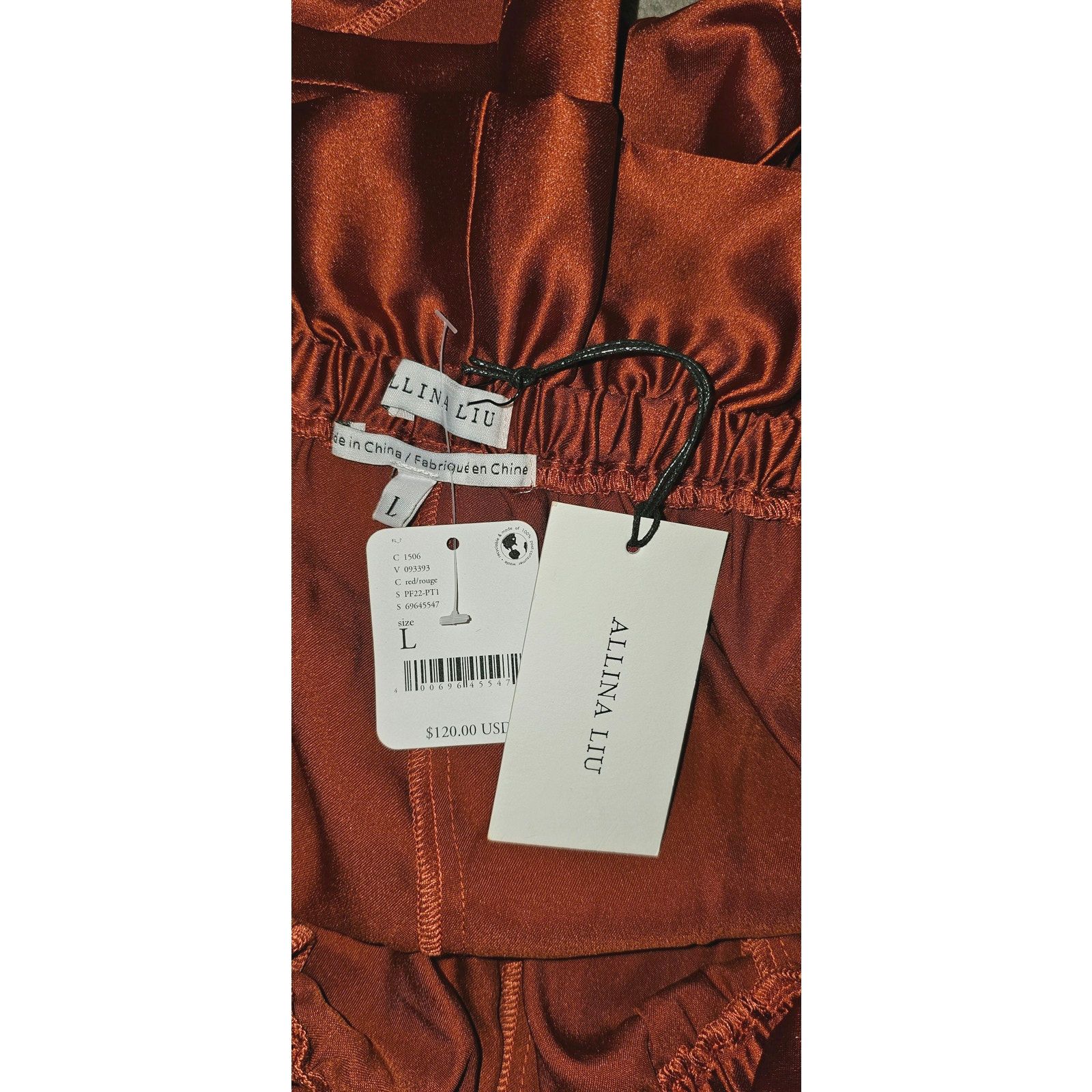 Anthropologie New Allina Liu Webb Satin Shorts $120 LARGE Copper Size 32" / US 10 / IT 46 - 5 Thumbnail