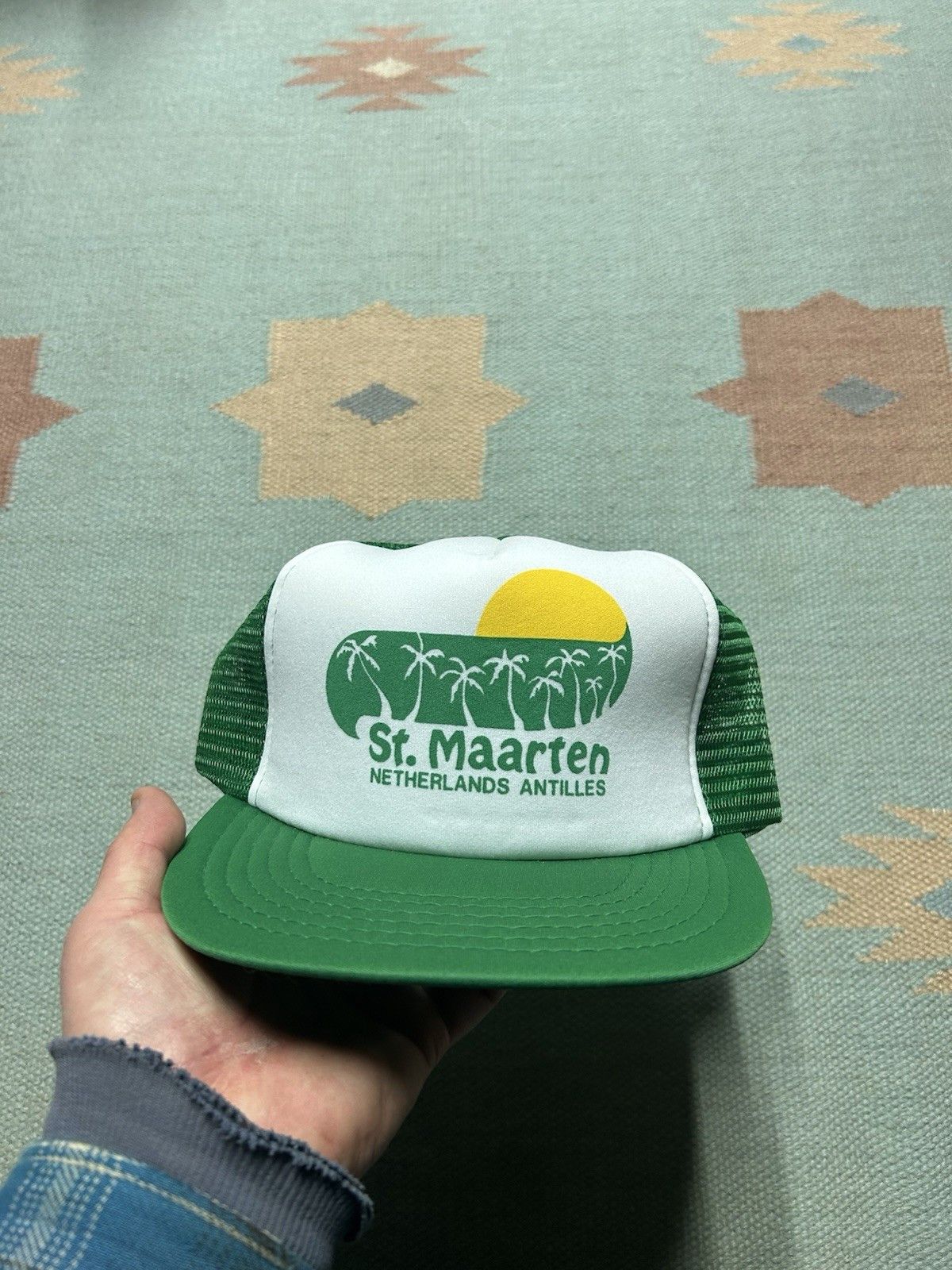 Vintage Vtg trucker hat St Maarten Caribbean island beach palm trees Size ONE SIZE - 2 Thumbnail