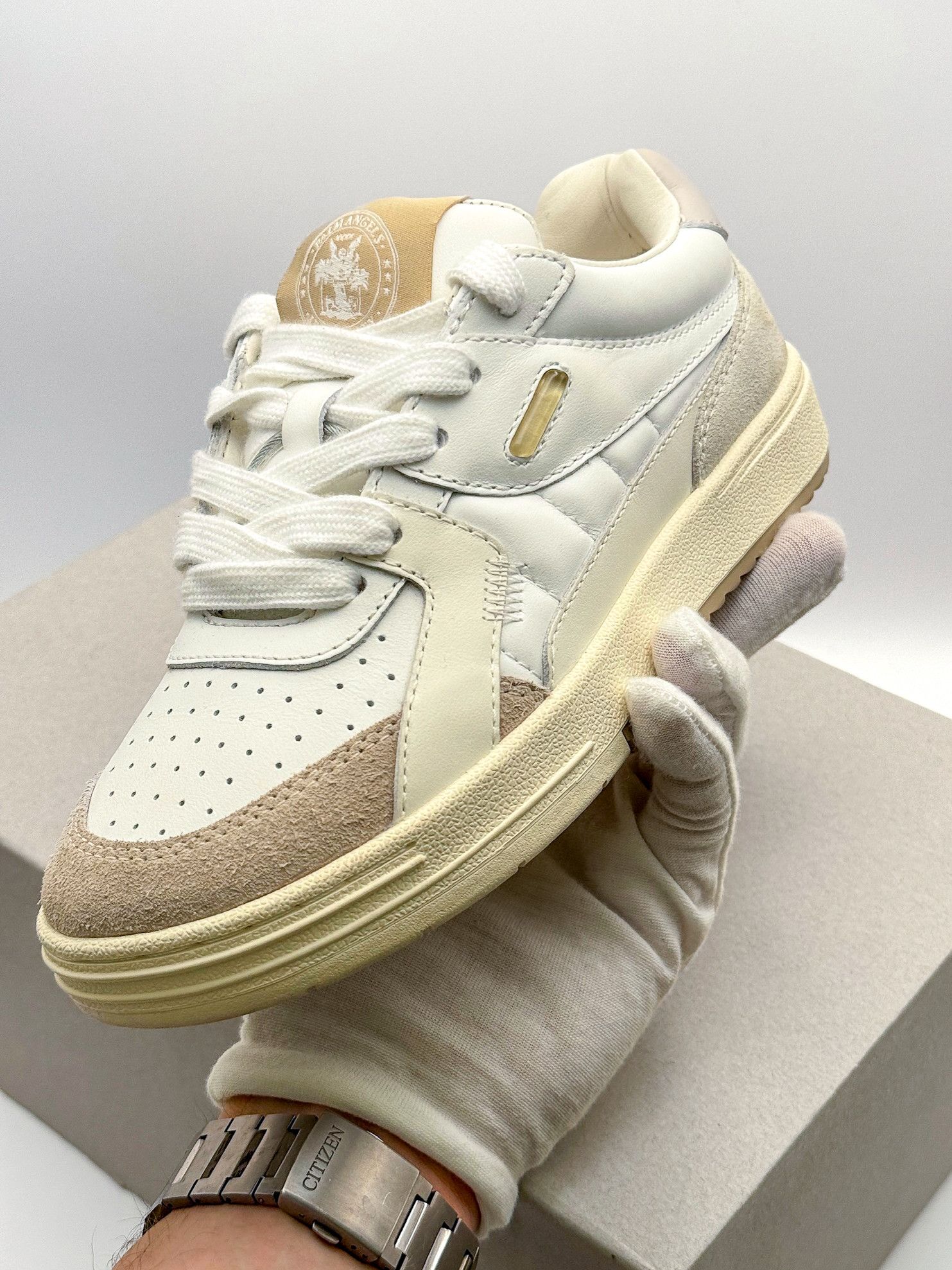 Palm Angels Palm Angels University White Beige Luxury Sneakers Size US 6 / IT 36 - 8 Thumbnail
