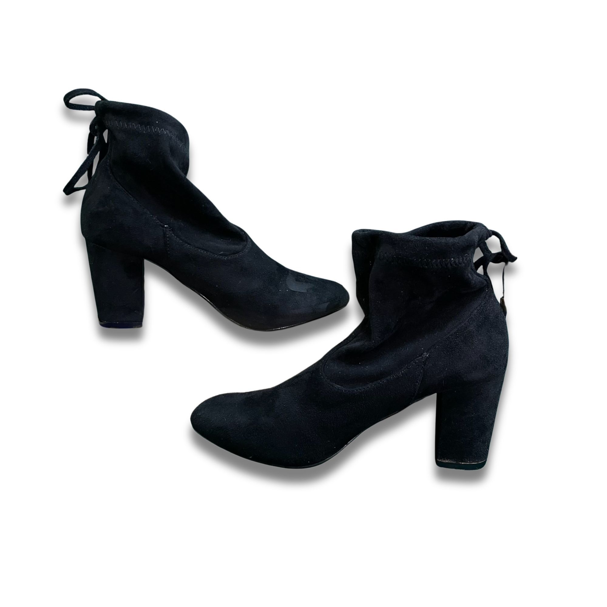Other Nature Breeze Black Suede Ankle Booties Size 9 With Tie Back Size US 9 / IT 39 - 3 Thumbnail