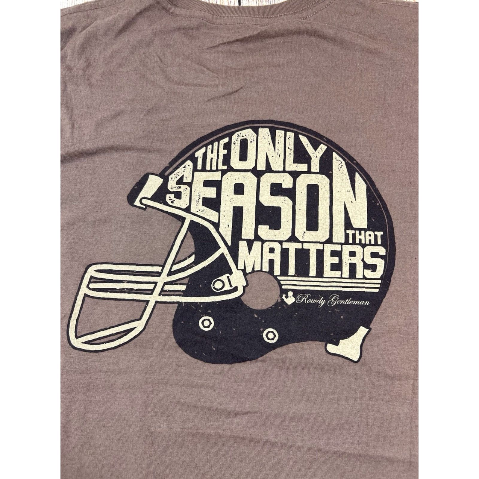 Vintage Rowdy Gentleman T-Shirt Brown Mens Medium Pocket Tee Short Sleeve Graphic Print Football Theme Modern Tee Regular Fit Size US M / EU 48-50 / 2 - 6 Thumbnail